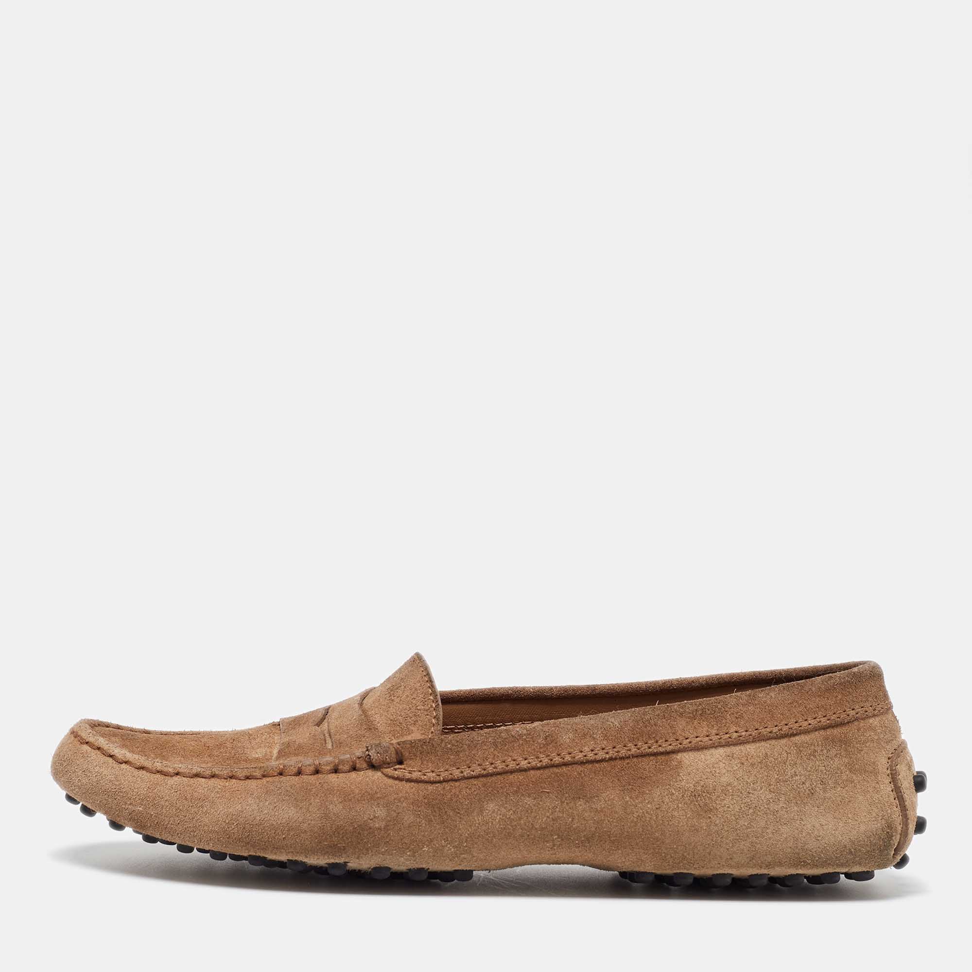 Pre Owned Tod's Brown Suede Penny Loafers Size 38