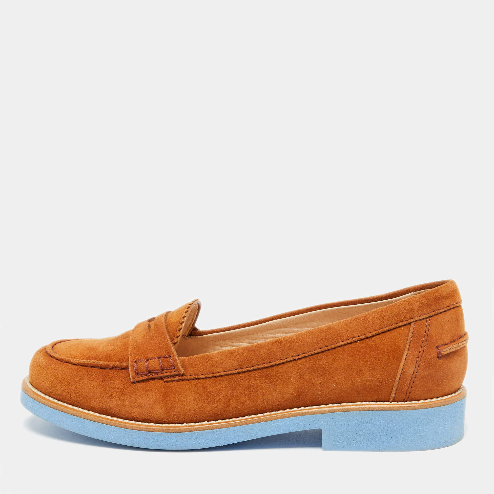 Pre Owned Tod's Brown Suede Donna Loafers Size 37