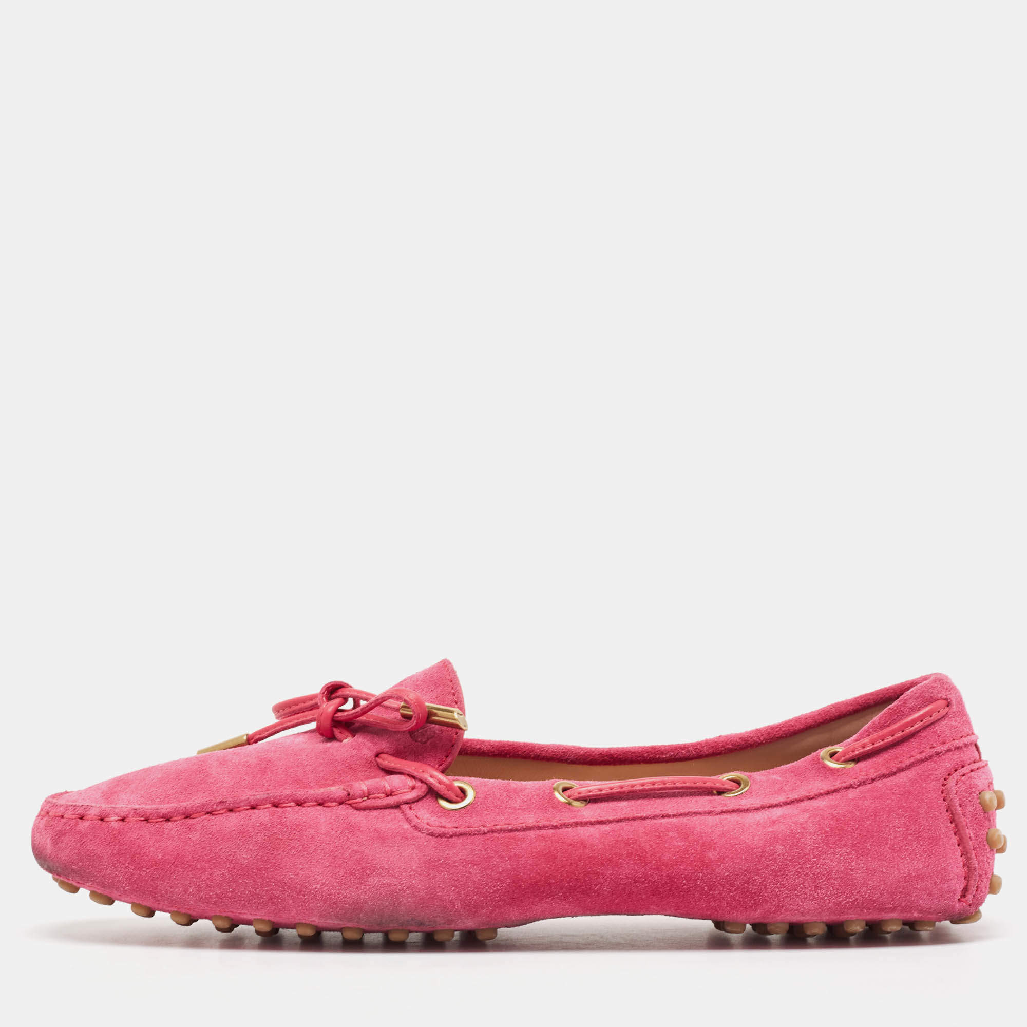 Tod's Pink Suede Slip On Loafers Size 37