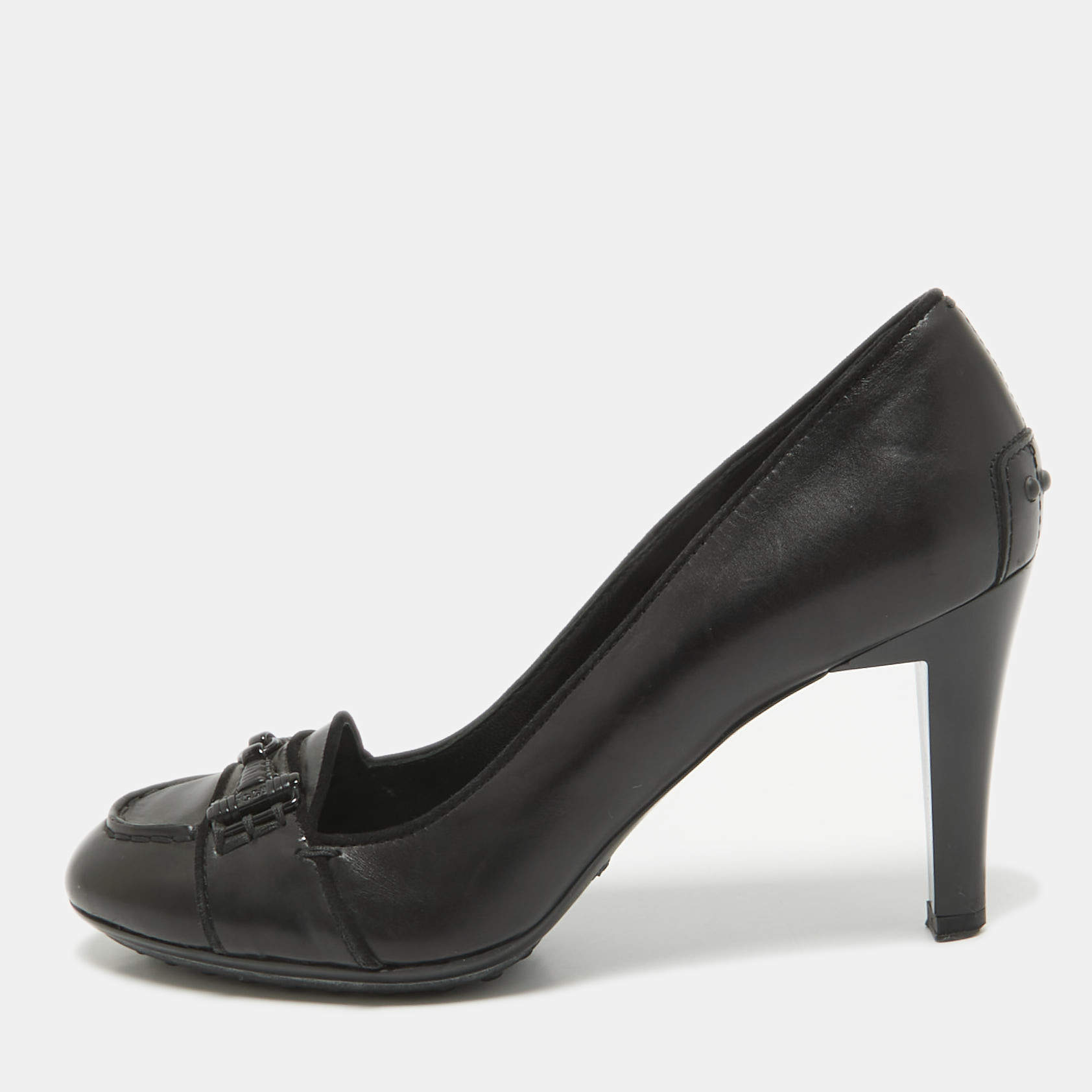 مملوكة مسبقًا Tod's Black Leather Loafer Pumps Size 37.5
