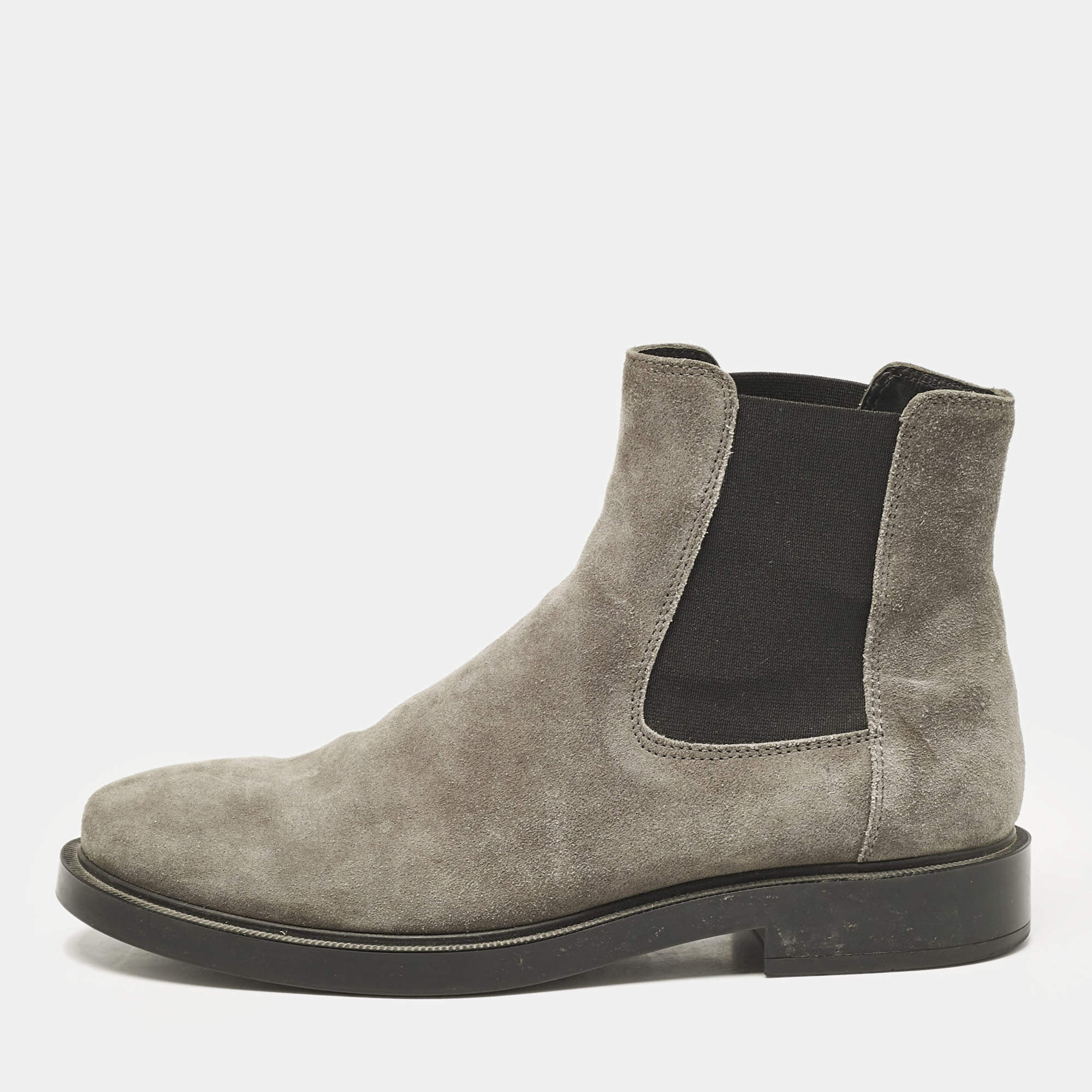 Tod's Grey Suede and Elastic Fabric Ankle Boots Size 38