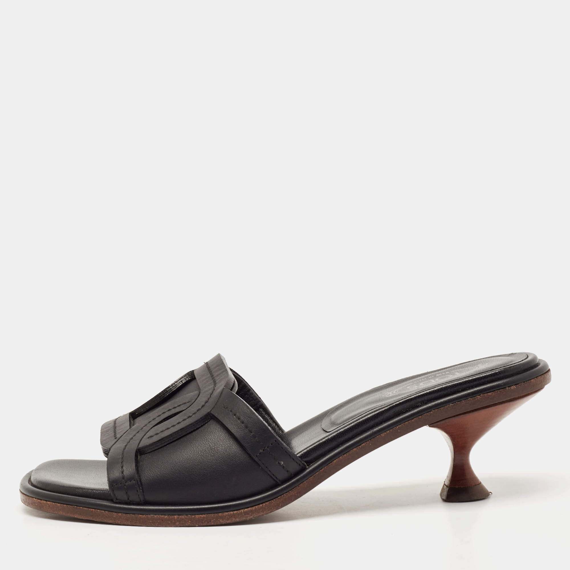 Tod's Black Leather Slide Sandals Size 37