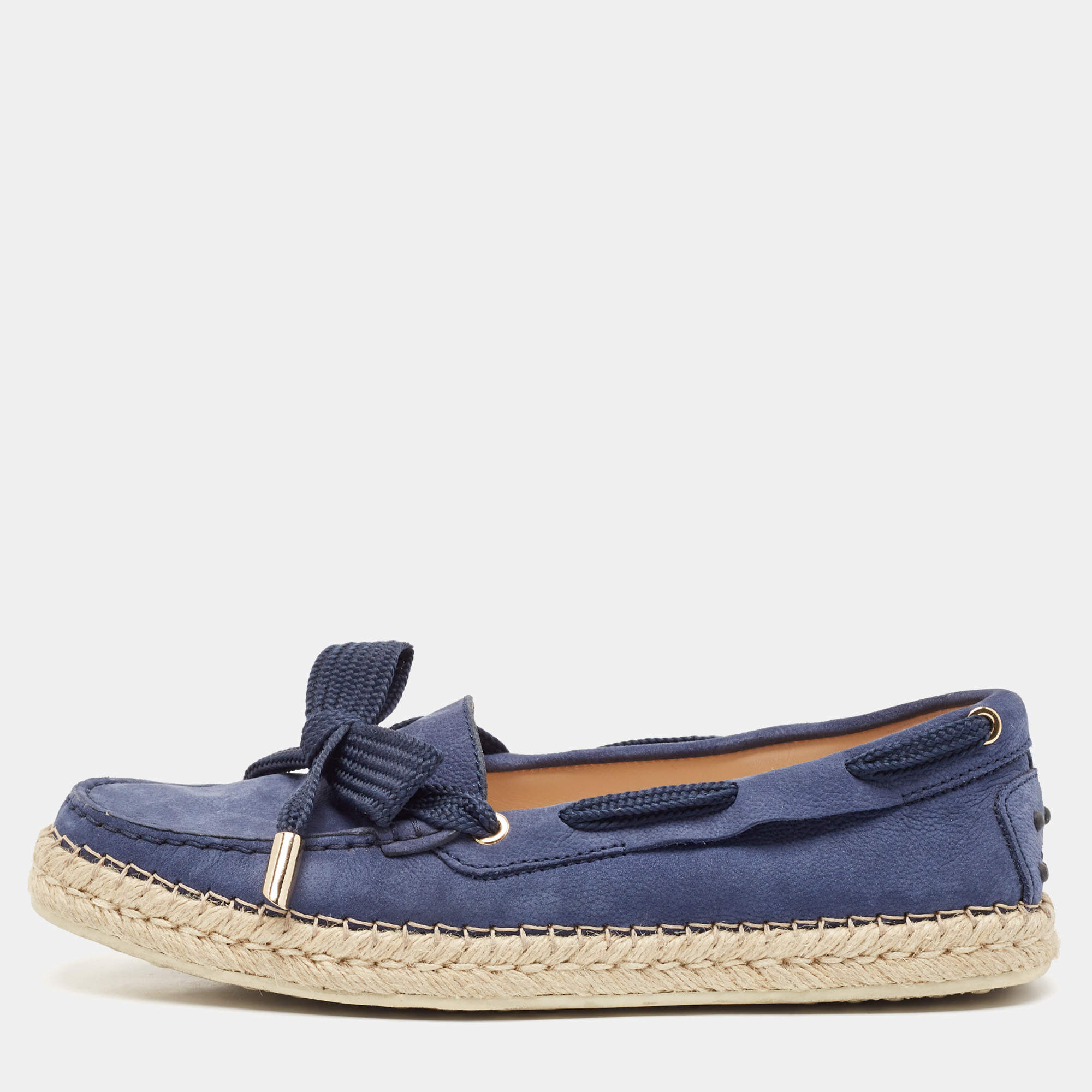 Tod's Blue Suede Slip On Espadrille Loafers Size 39