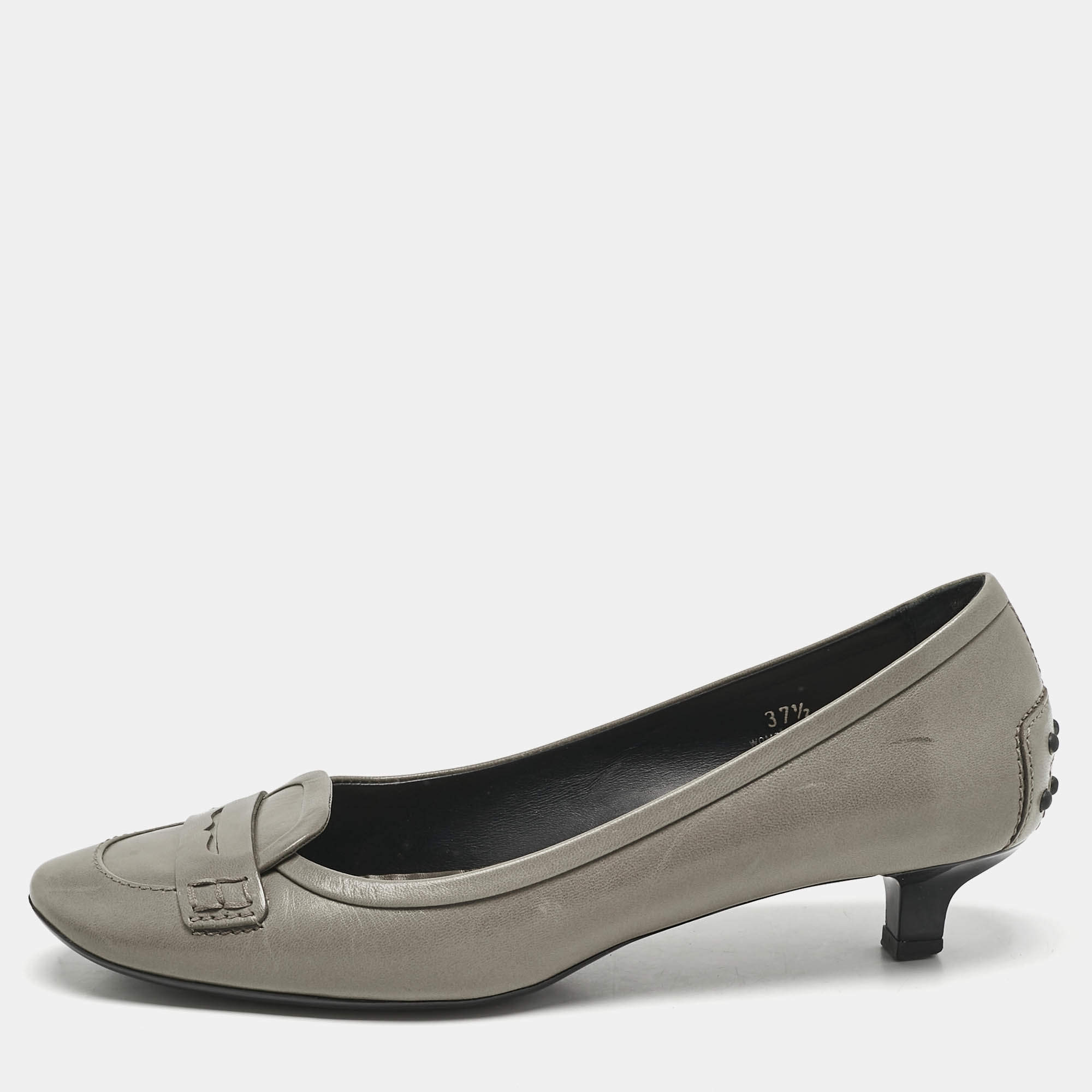Tod's Green Leather Loafer Pumps Size 37.5
