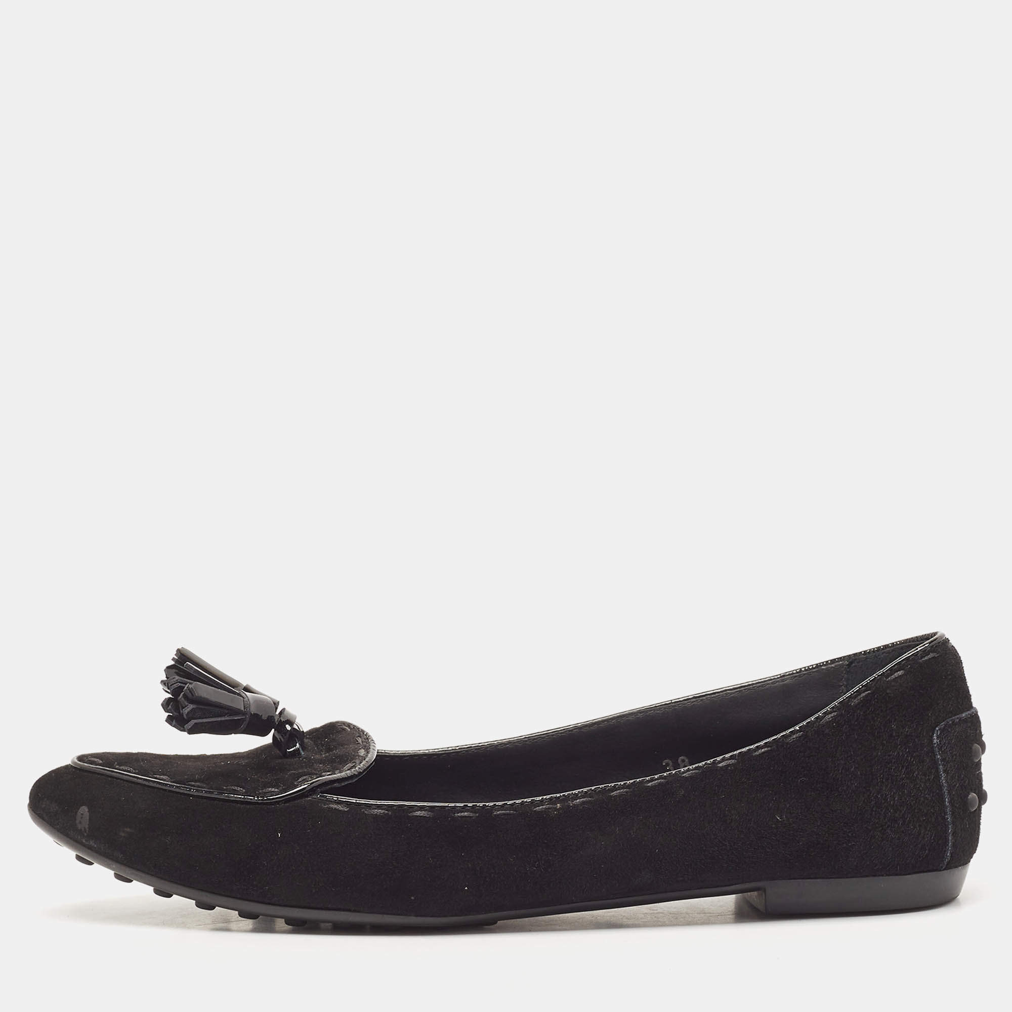 Tod's Black Suede Smoking Slippers Size 38