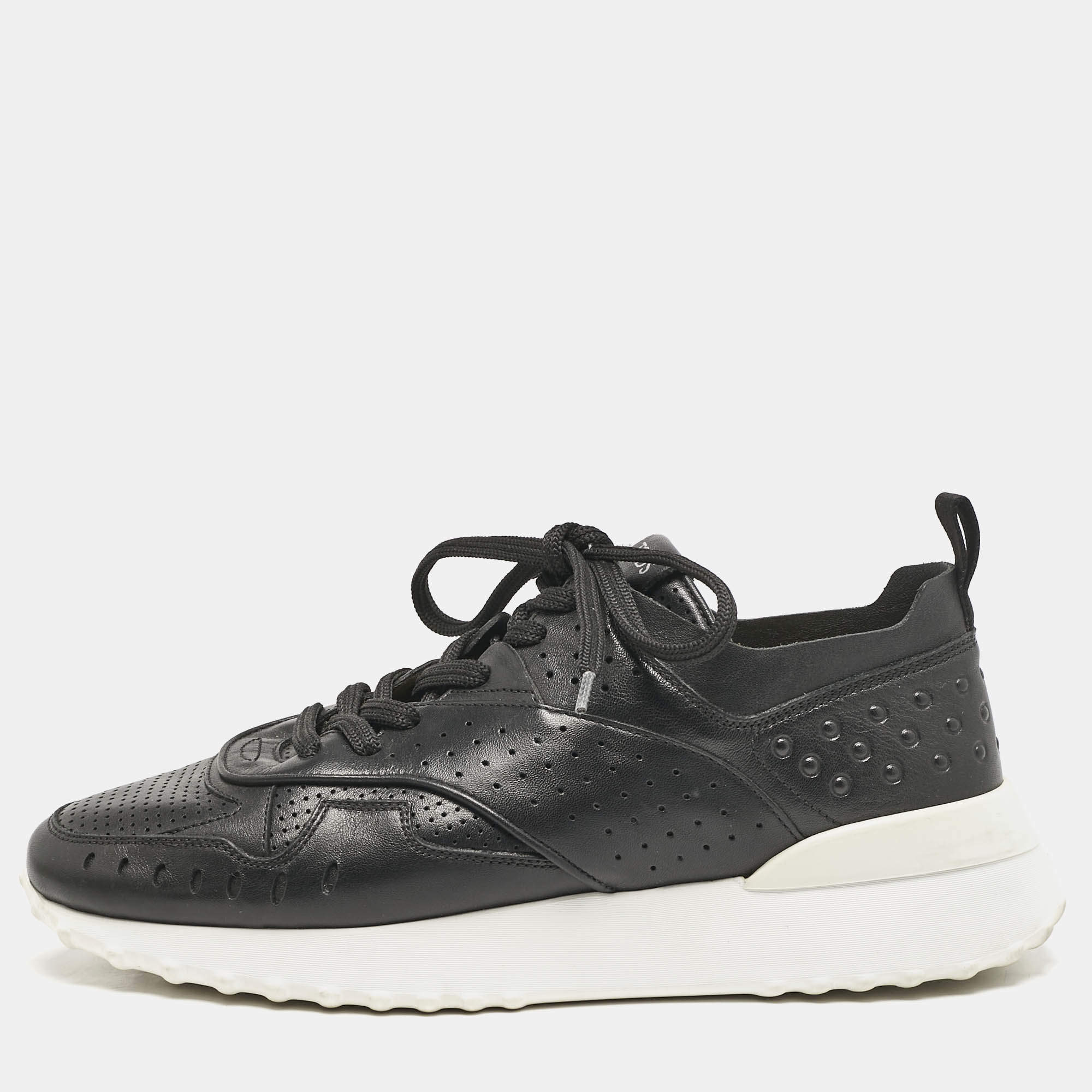 Tod's Black Leather Fondo Sportivo Sneakers Size 41