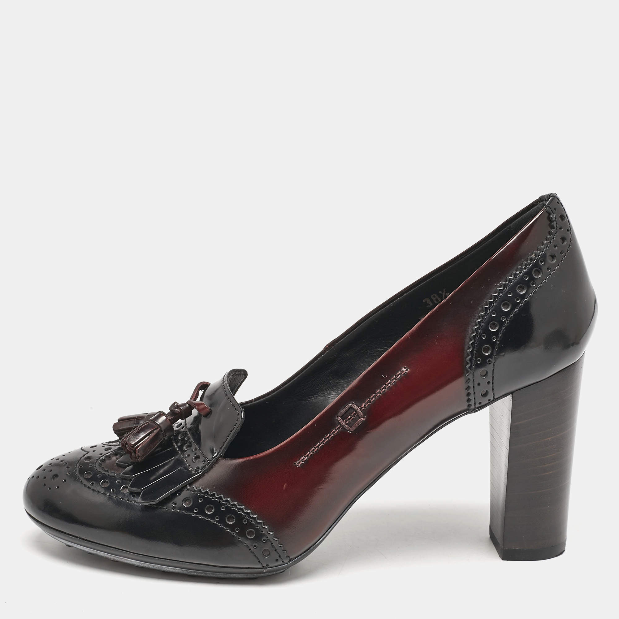 Tod's Two Tone Leather Penny Loafer Pumps Size 38.5