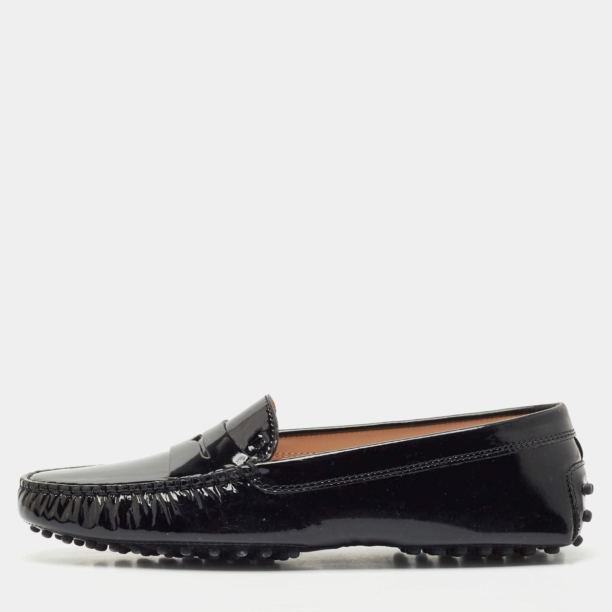 Tod's Black Patent Leather Penny Penny Loafers Size 39