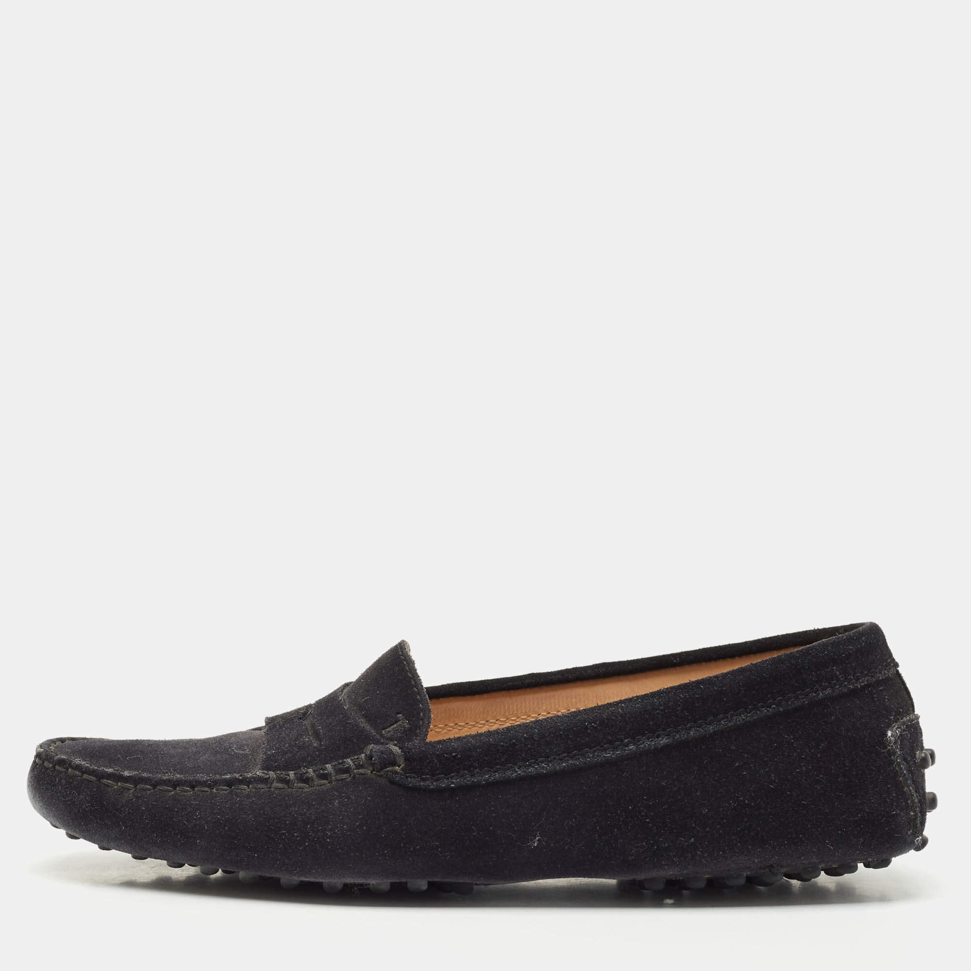 Tod's Black Suede Slip On Loafers Size 38
