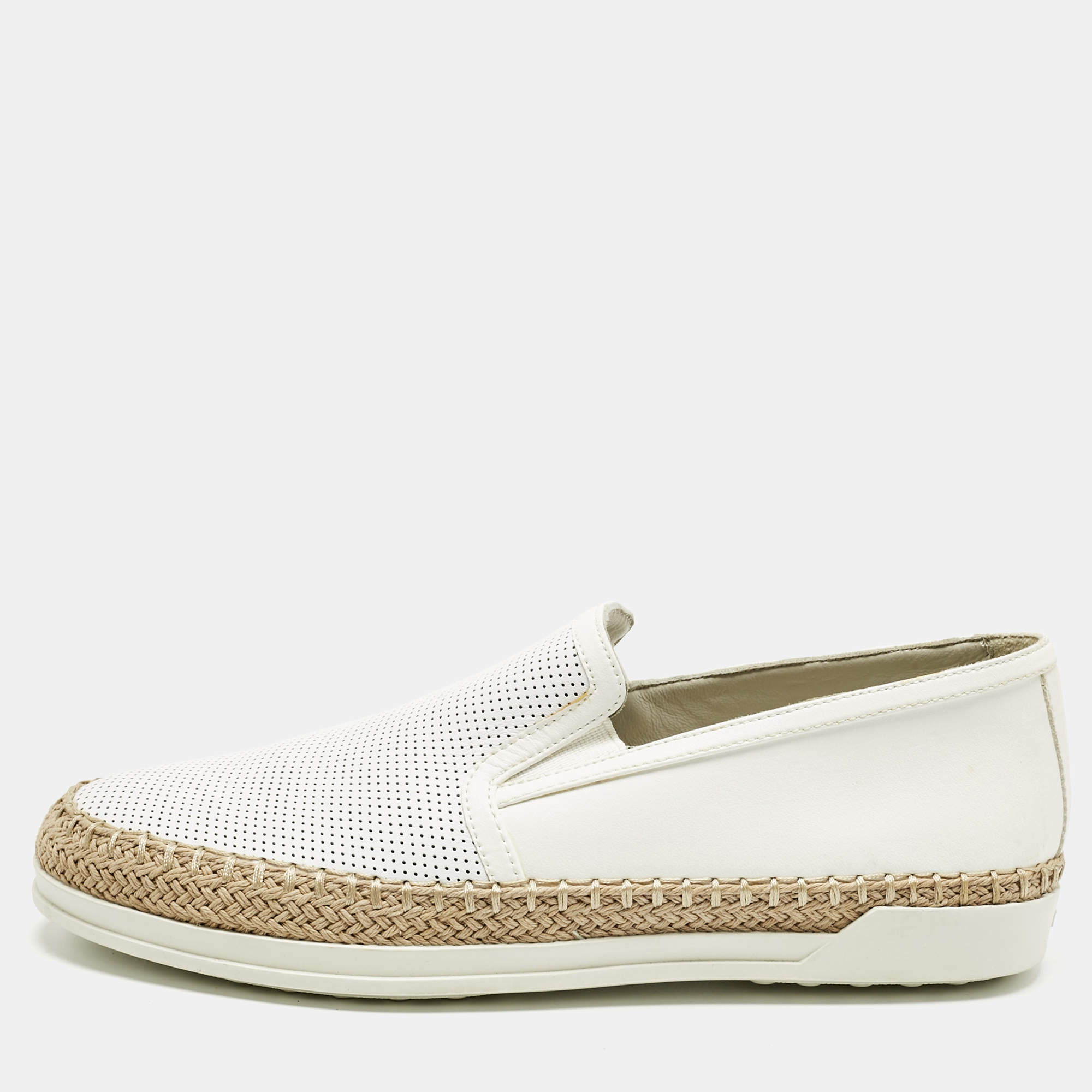 Pre Owned Tod's Grey/White Leather Francesina Espadrille Sneakers Size 36