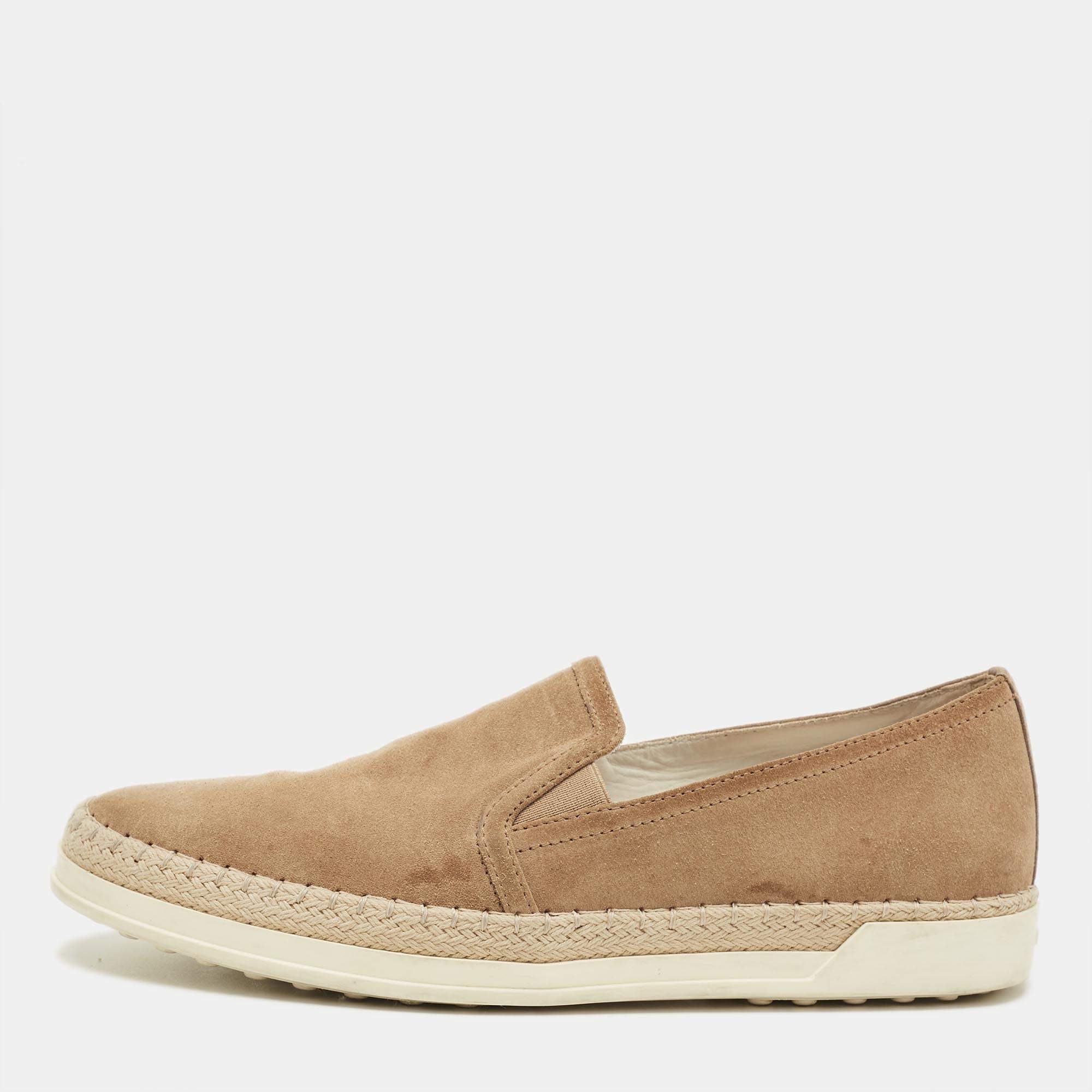 Pre Owned Tod's Brown Suede Slip On Espadrille Sneakers Size 39