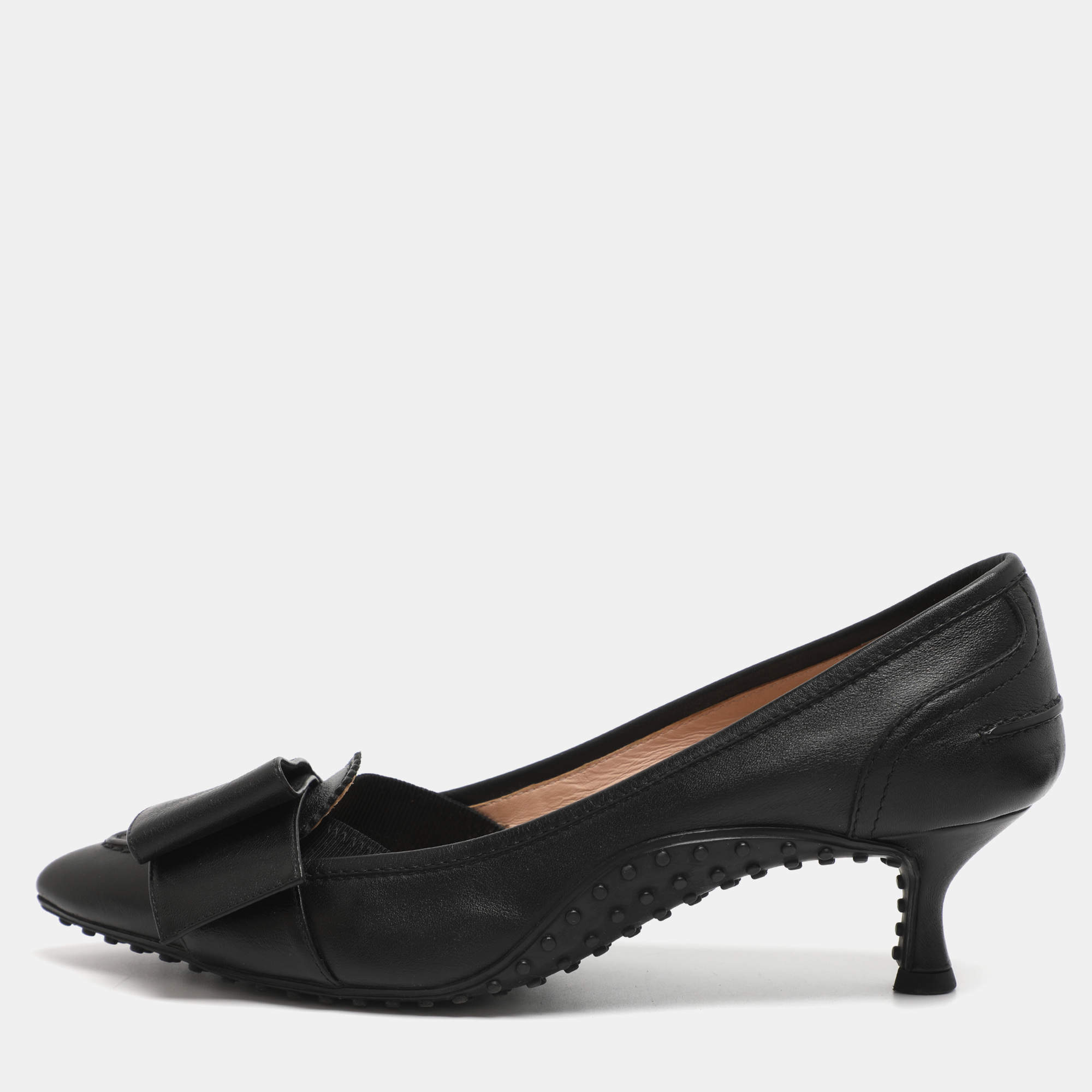مملوكة مسبقًا Tod's Size 38.5 Black Leather Pumps