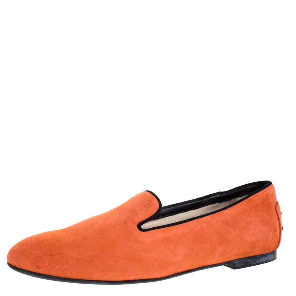 مملوكة مسبقًا حذاء سليبرز تودز سموكينغ سويدي برتقالي مقاس 39
