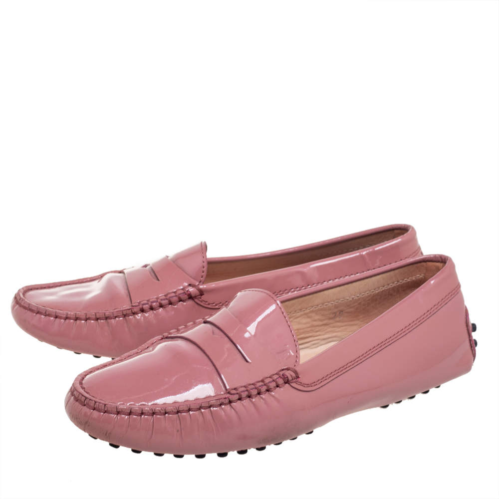 Vugge sponsoreret Broom Tod's Pink Patent Leather Penny Loafers Size 36 Tod's | TLC