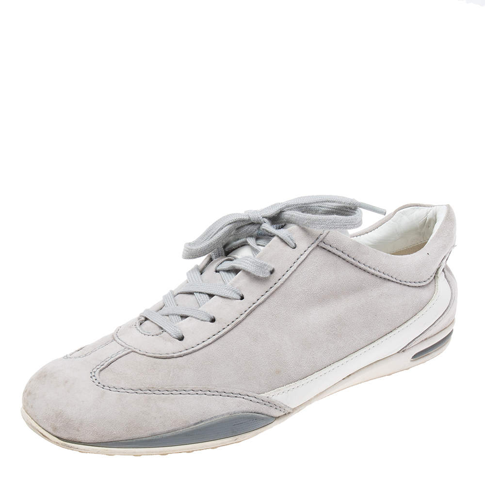 Pre Owned Tod's Grey Suede And Leather Lace Up Sneakers Size 39