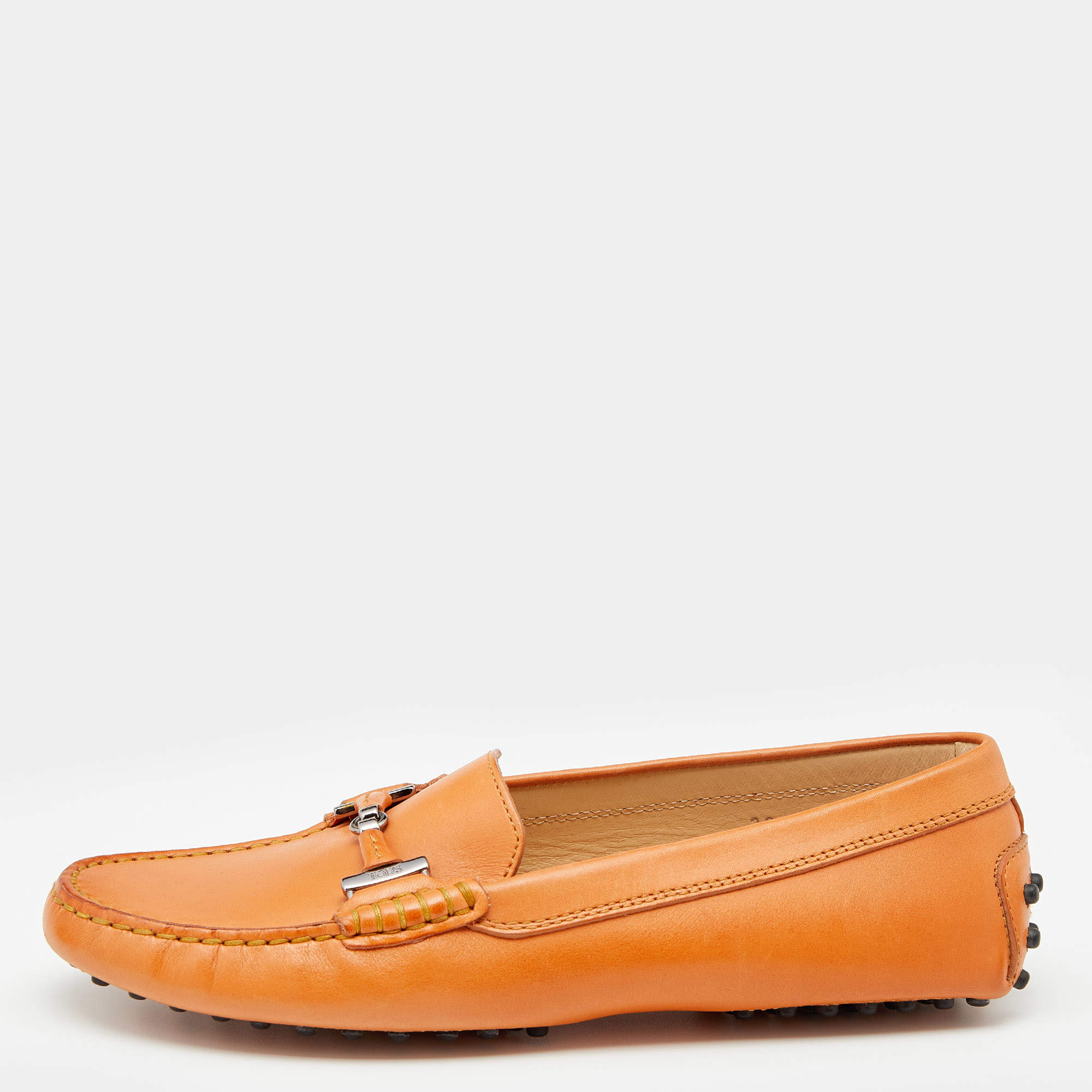 حذاء لوفرز تودز بيت جلد برتقالي سليب أون 