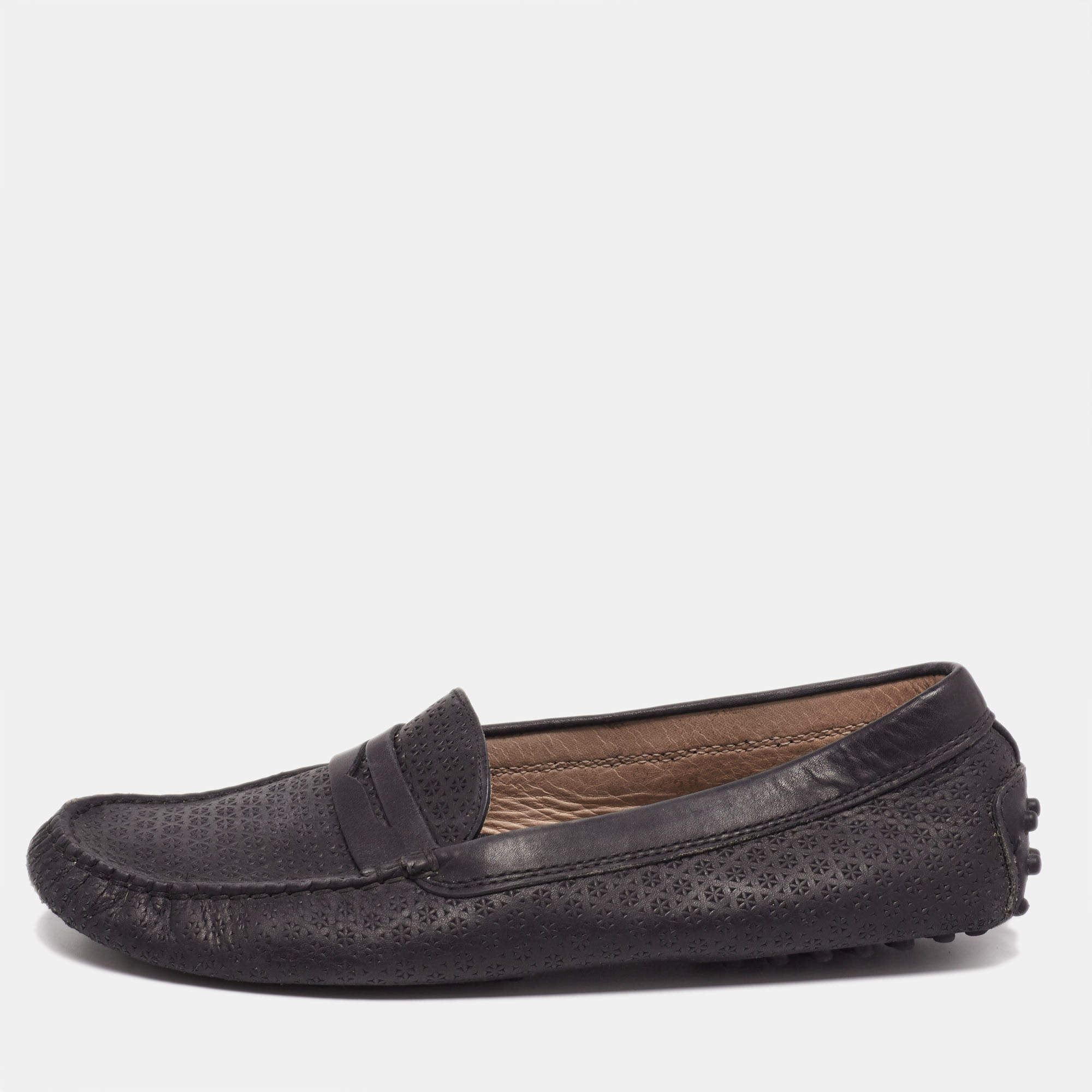 Tod's Black Leather Driving Loafers Size 38