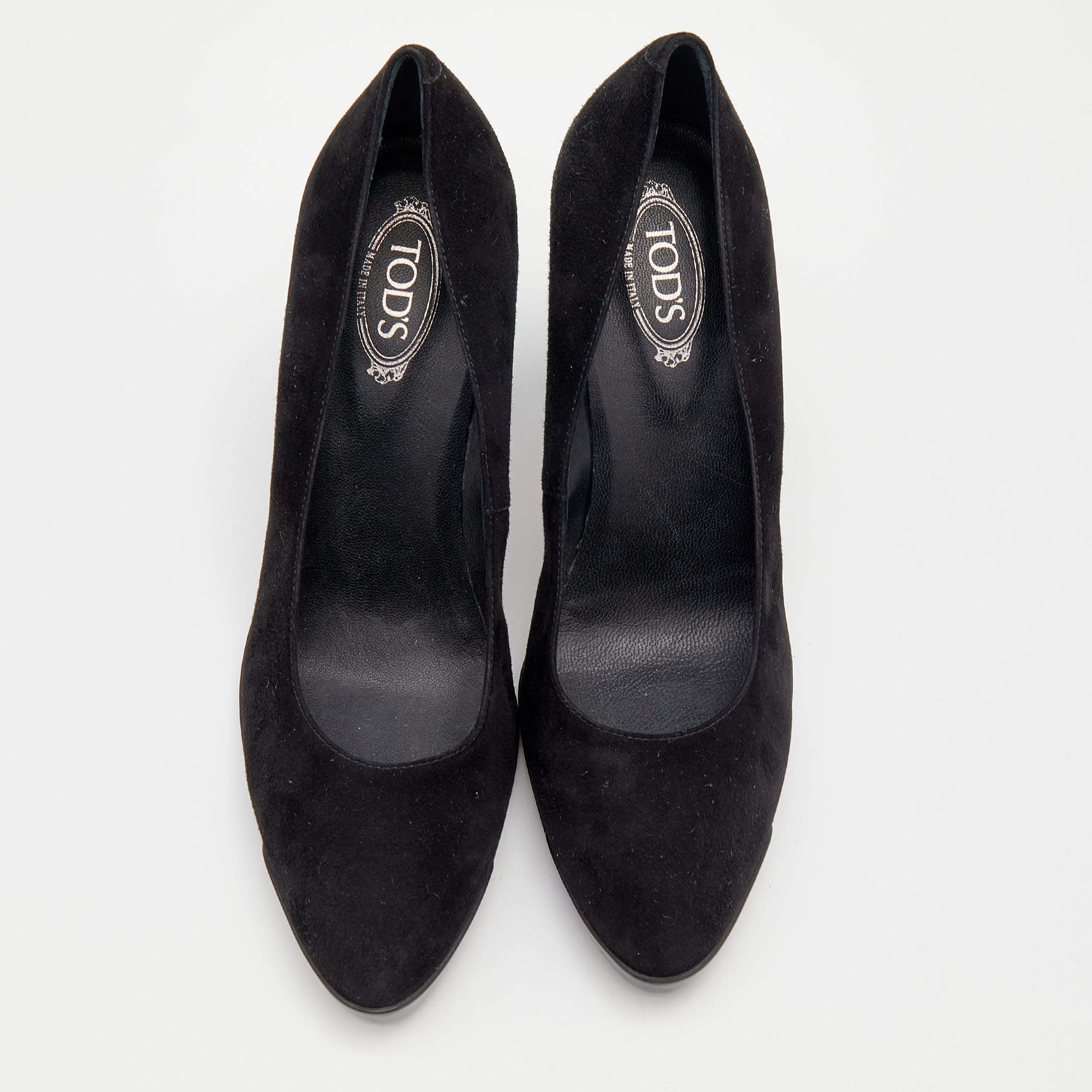 Tod's black suede on sale pumps