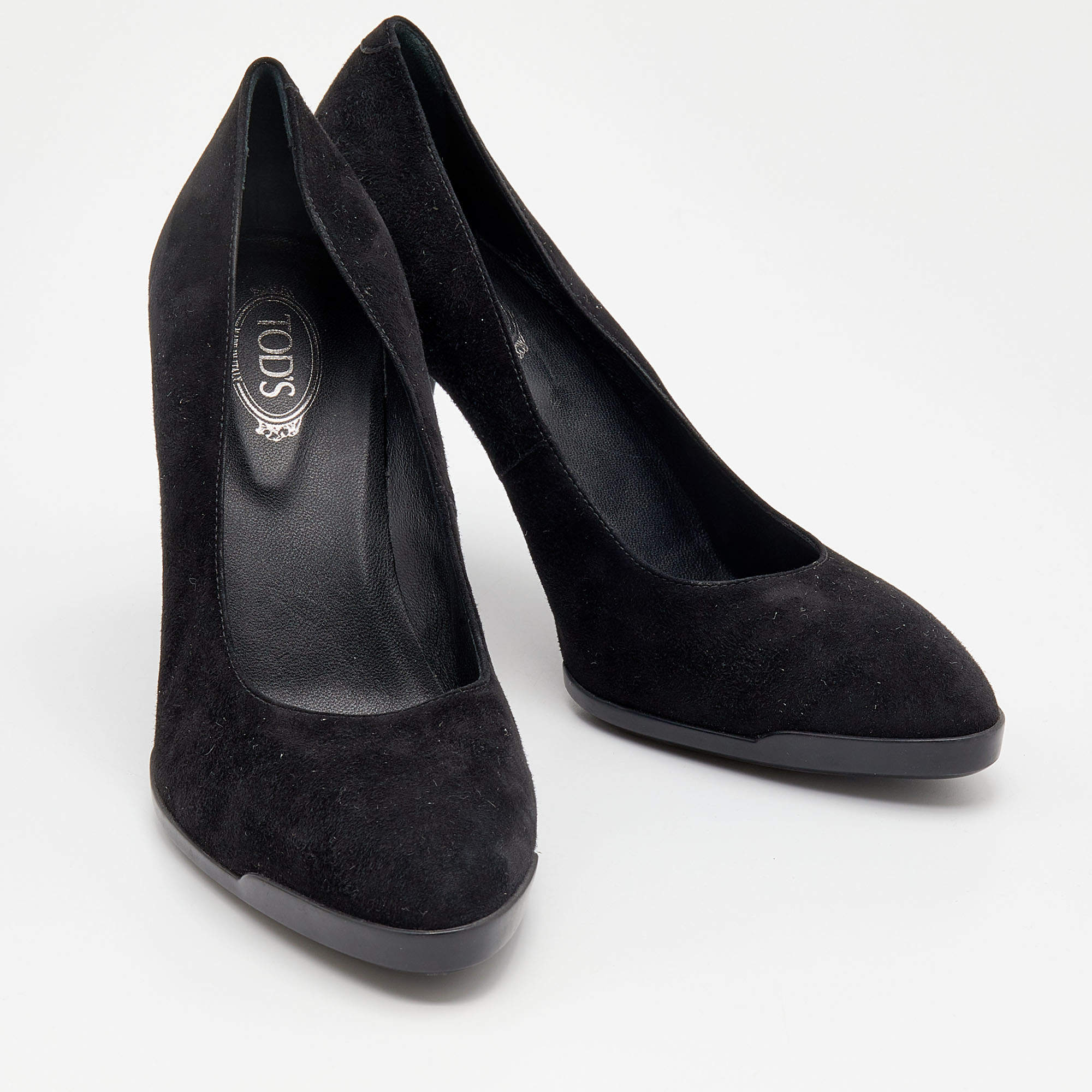 Tod's black suede clearance pumps