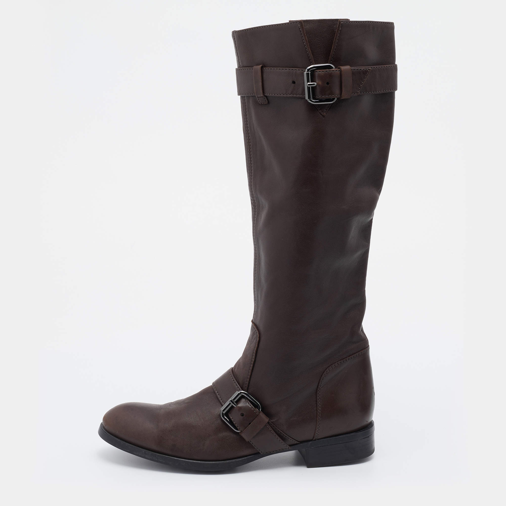 مملوكة مسبقًا Tod's Brown Leather Calf Length Boots Size 38