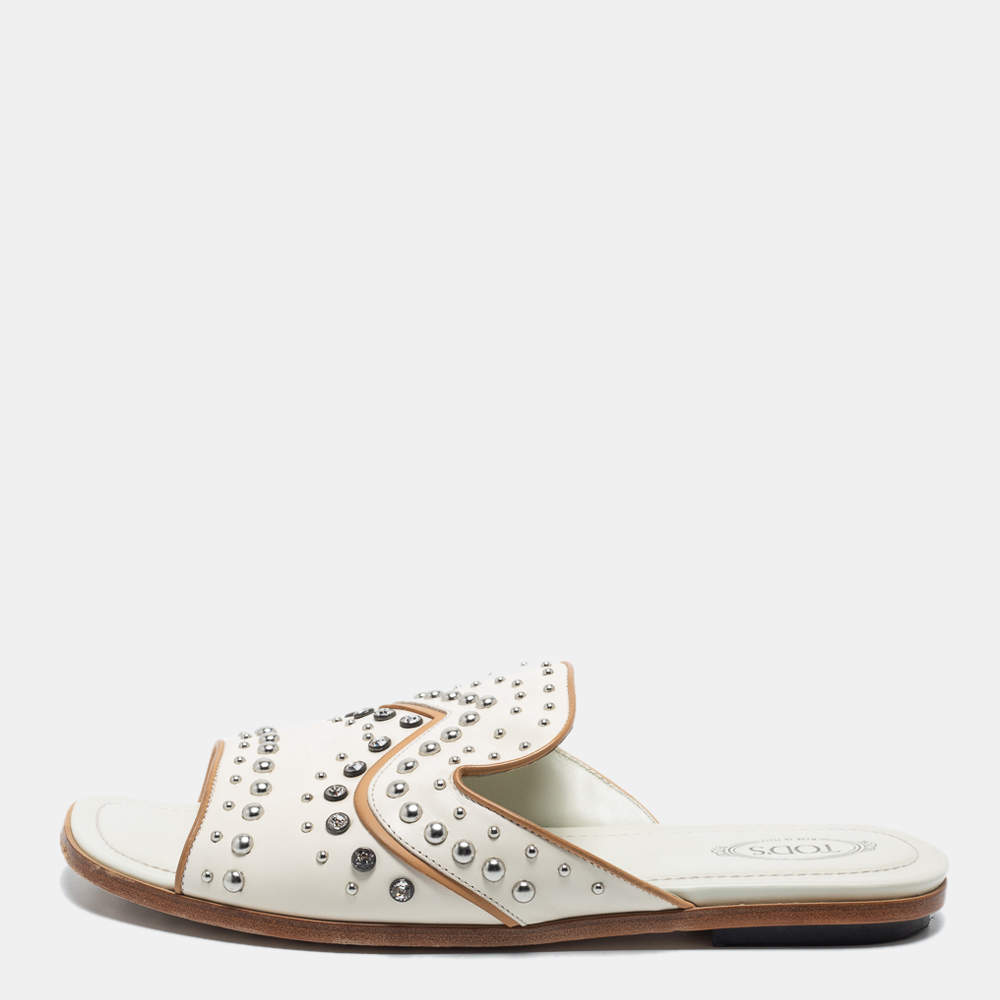 Tod's White Leather Slide Sandals Size 40