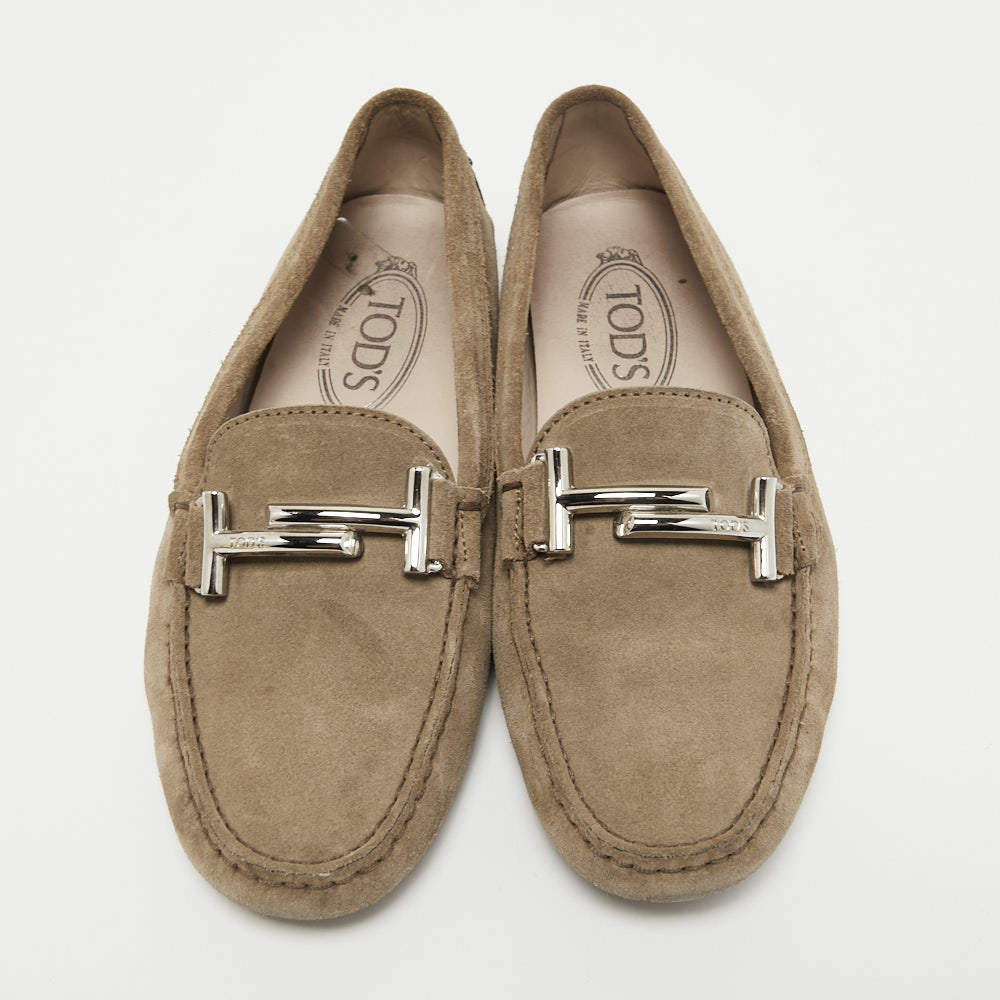 مملوكة مسبقًا Tod's Brown Suede Slip On Loafers Size 37