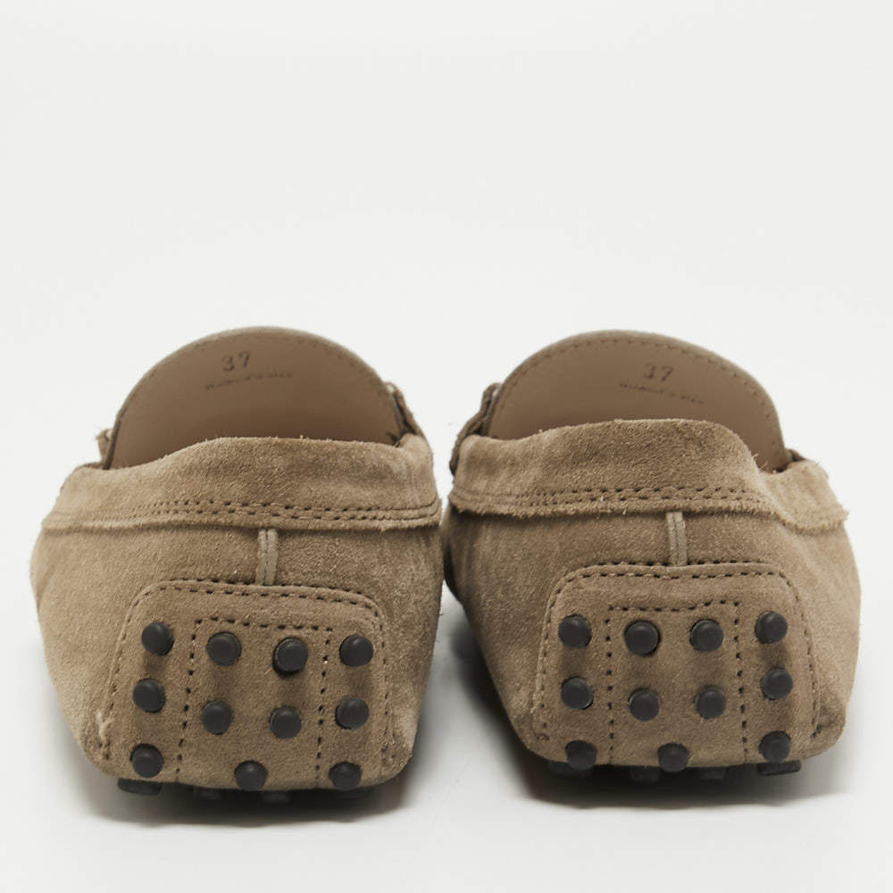مملوكة مسبقًا Tod's Brown Suede Slip On Loafers Size 37