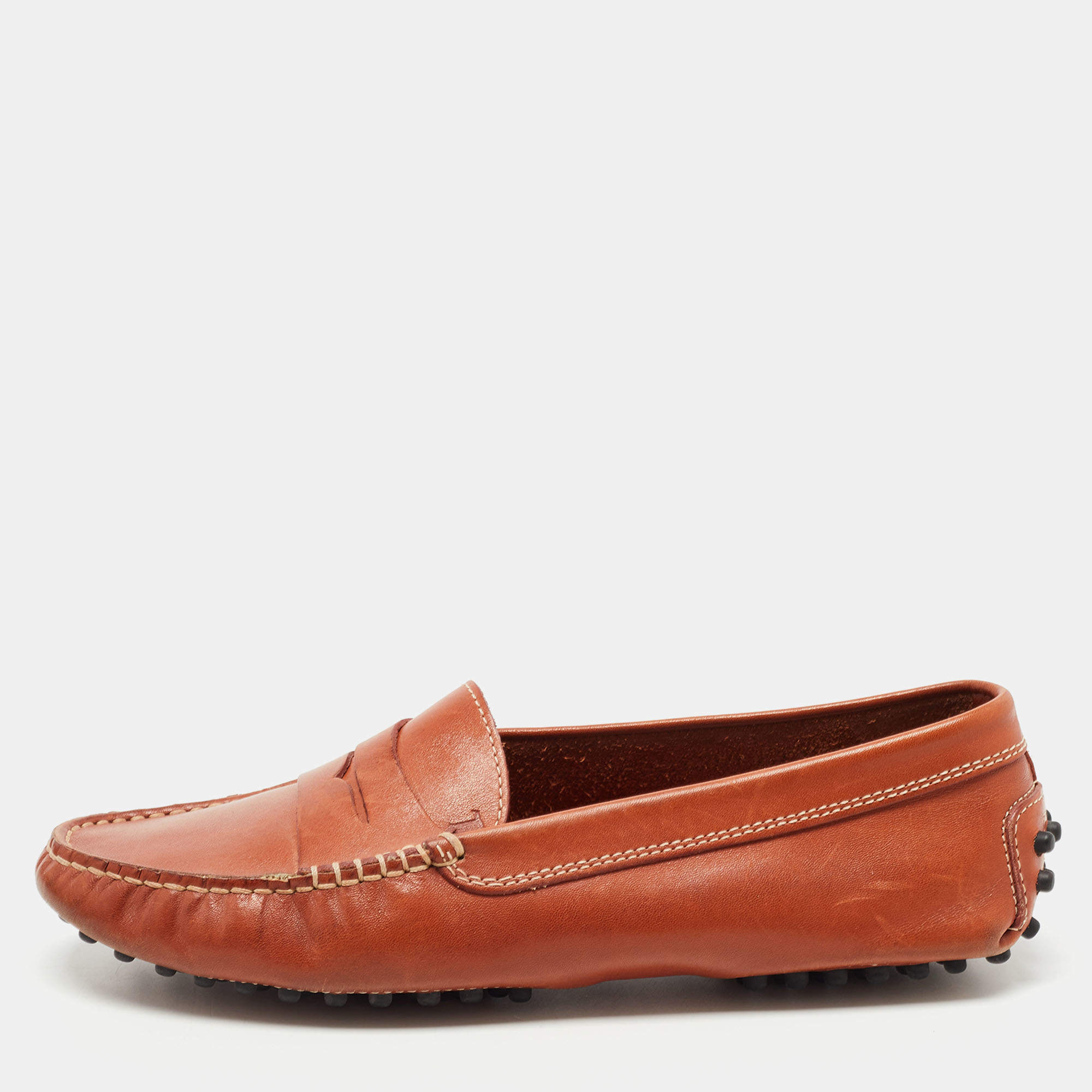 مملوكة مسبقًا Tod's Brown Leather Penny Loafers Size 36.5
