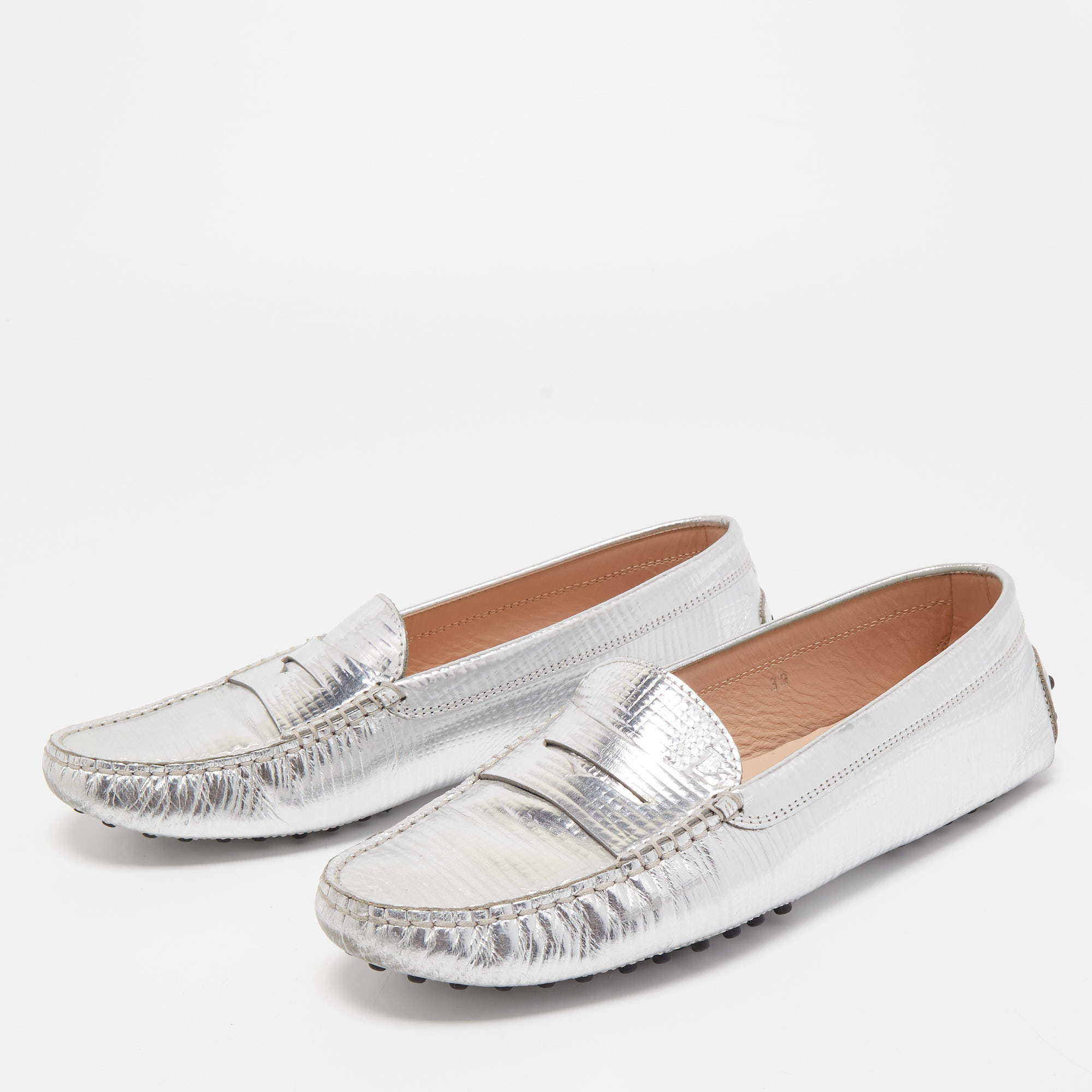 Velvet Loafers in Metallic - Tods