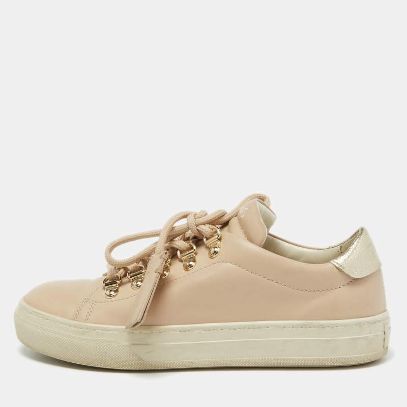 Tod's Pink Leather Low Top Sneakers Size 35