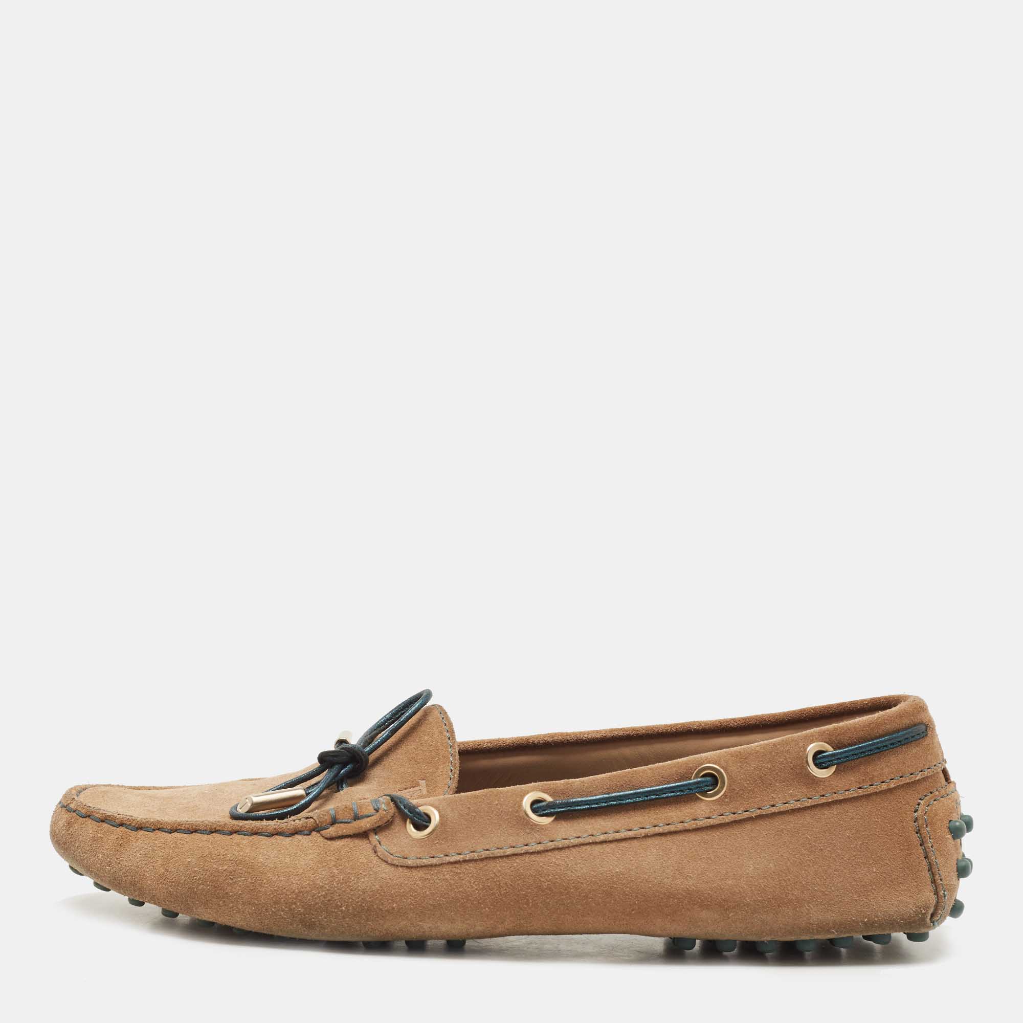 Pre Owned Tod's Brown Suede Gommino Loafers Size 39