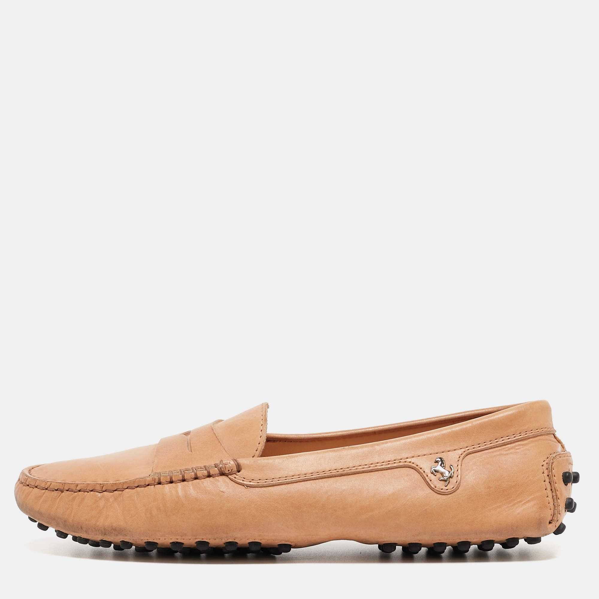 Tod's Brown Leather Ferrari Loafers  Size 37