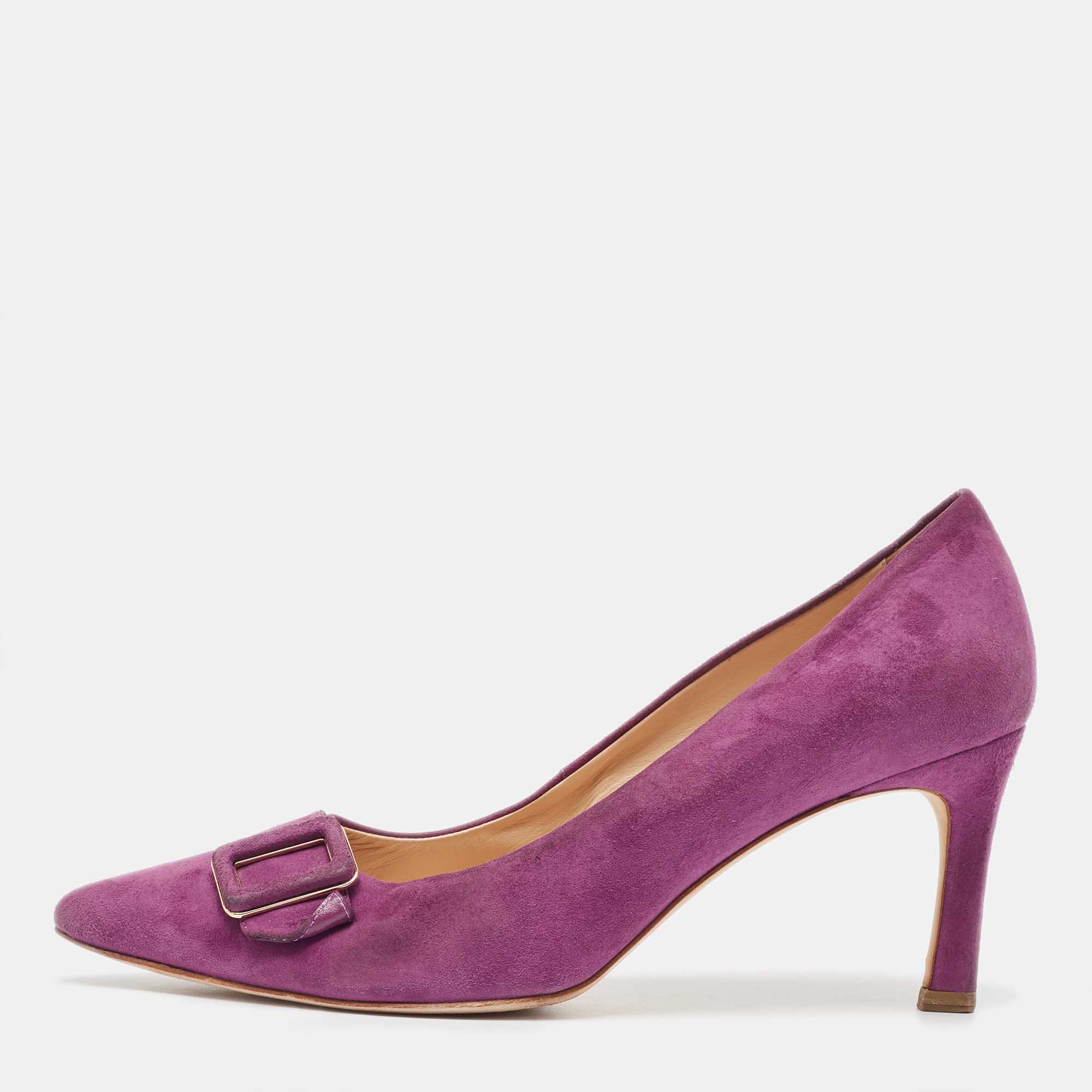 Tod's Purple Suede Buckle Pumps Size 40