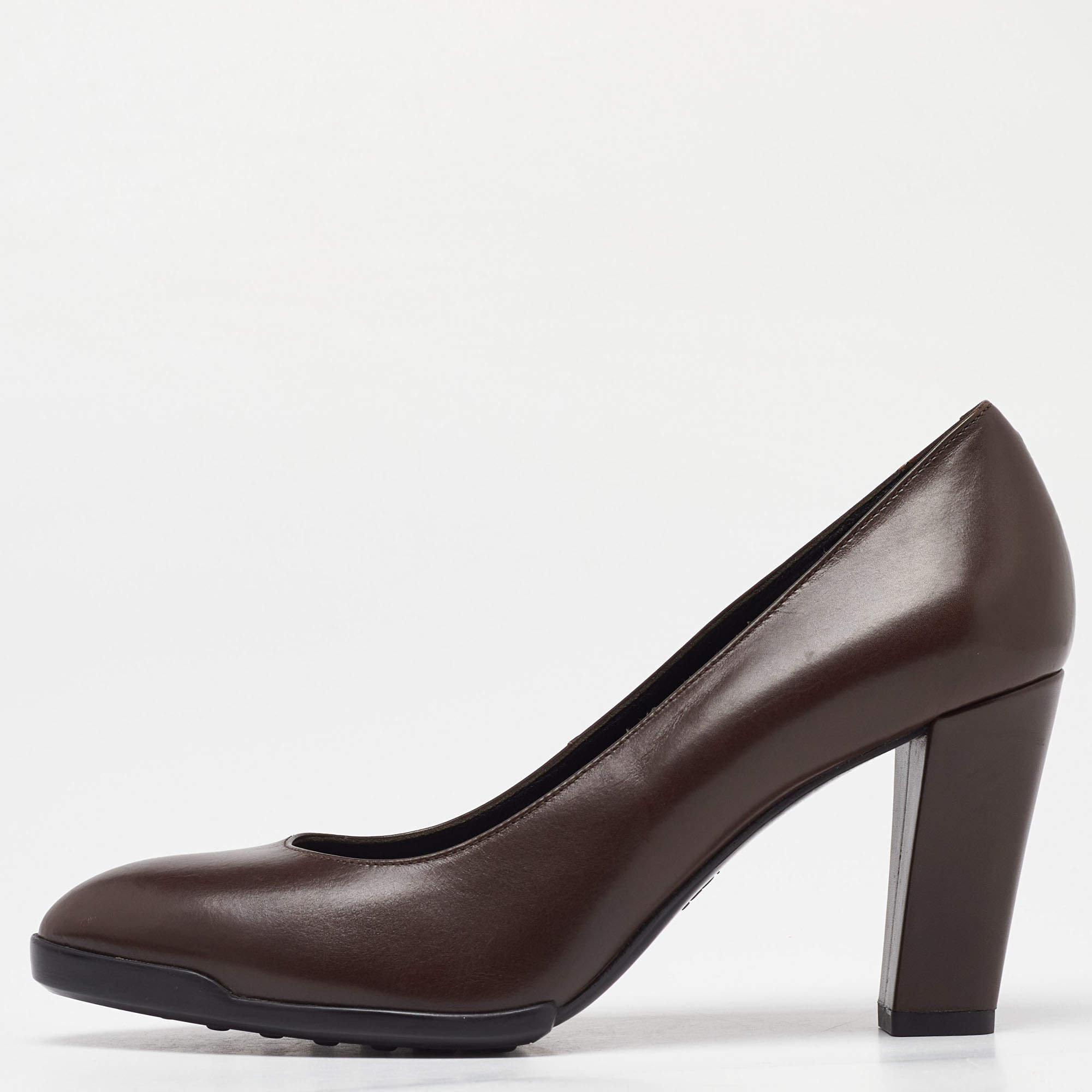 Tod's Brown Leather Block Heel Pumps Size 38