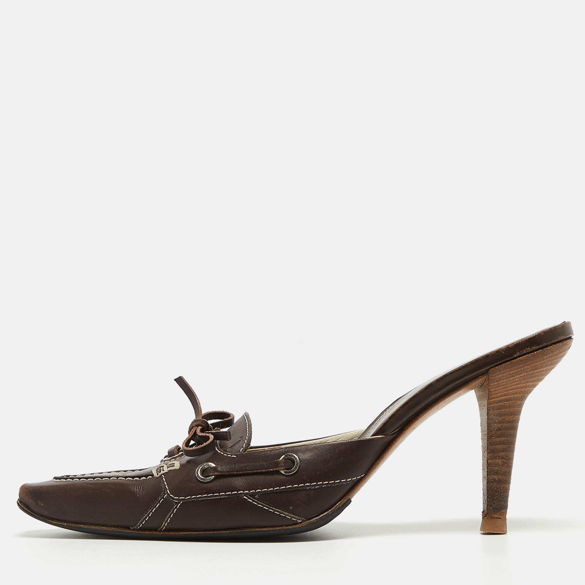 Tod's Brown Leather Bow Mules Size 40
