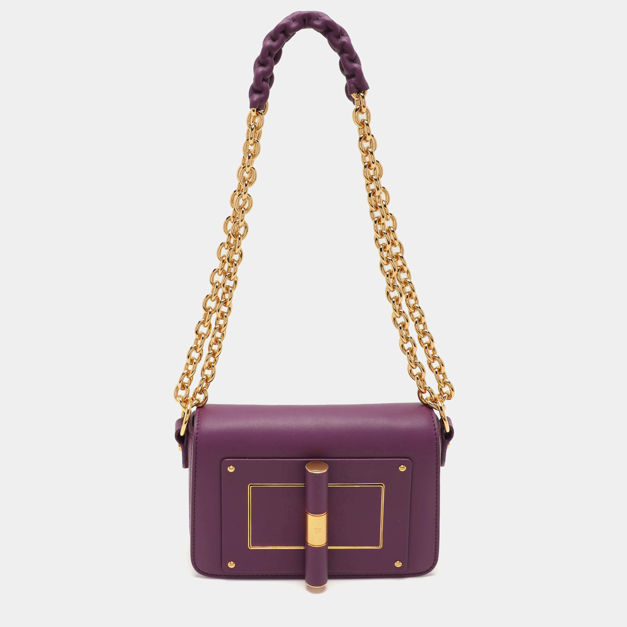 Tom Ford Purple Leather Natalia Chain Shoulder Bag