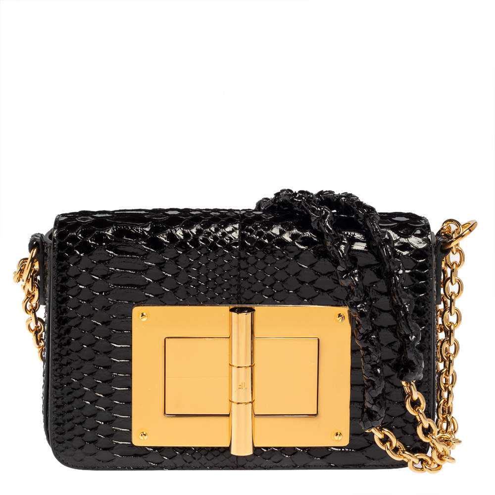 Pre Owned Tom Ford Black Python Natalia Shoulder Bag