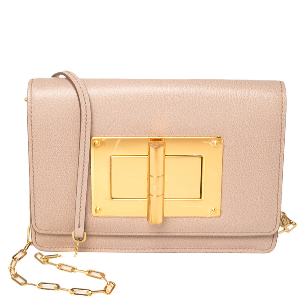 Tom Ford Beige Leather Natalia Wallet On Chain Tom Ford | The Luxury Closet