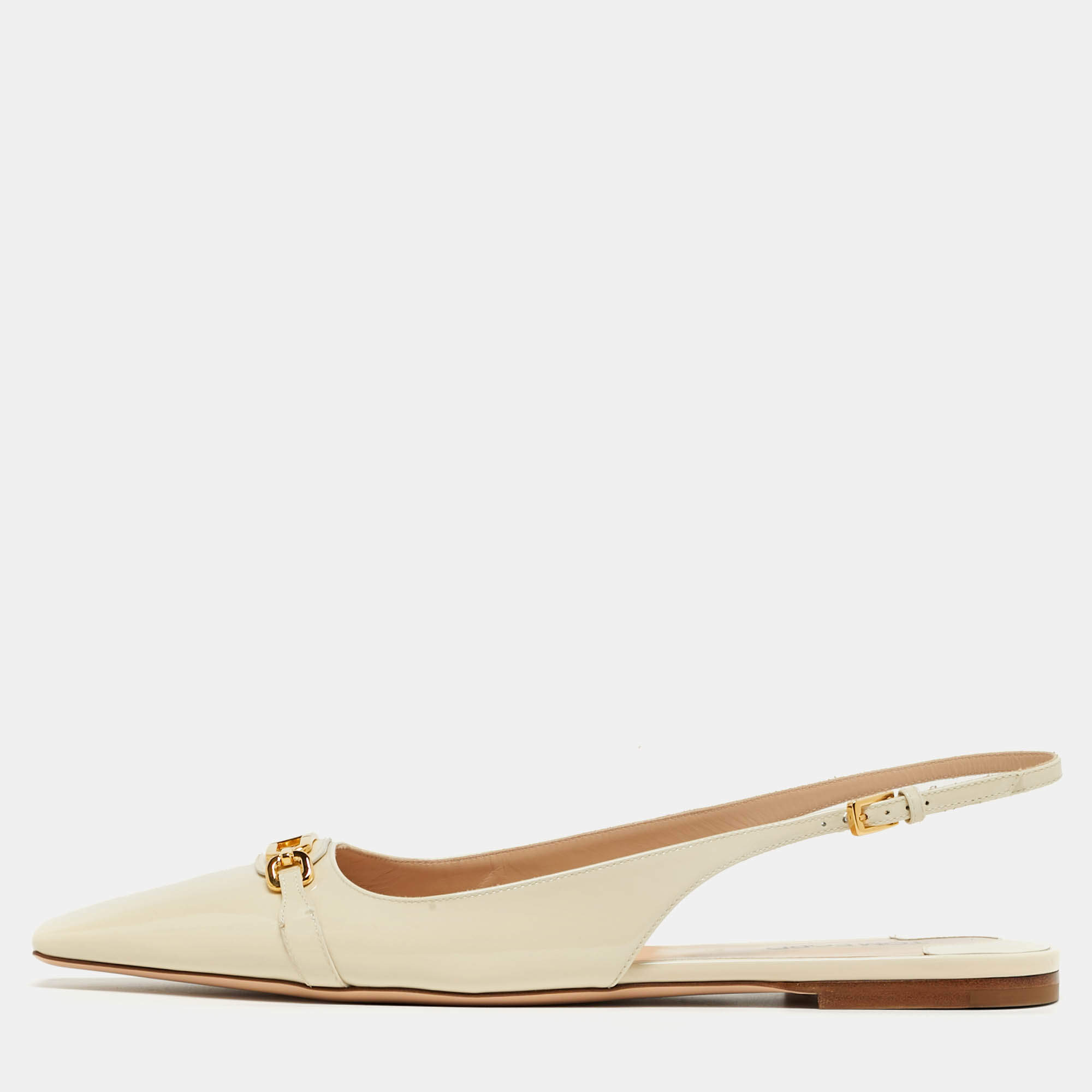 مملوكة مسبقًا Tom Ford Whitney Size 41 Cream Patent Leather Slingback Flats
