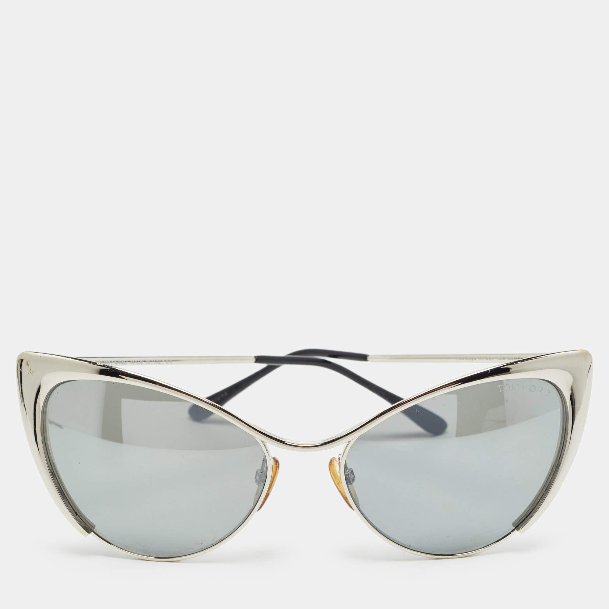 Tom Ford Silver Mirrored Natasya TF304 Cat Eye Sunglasses