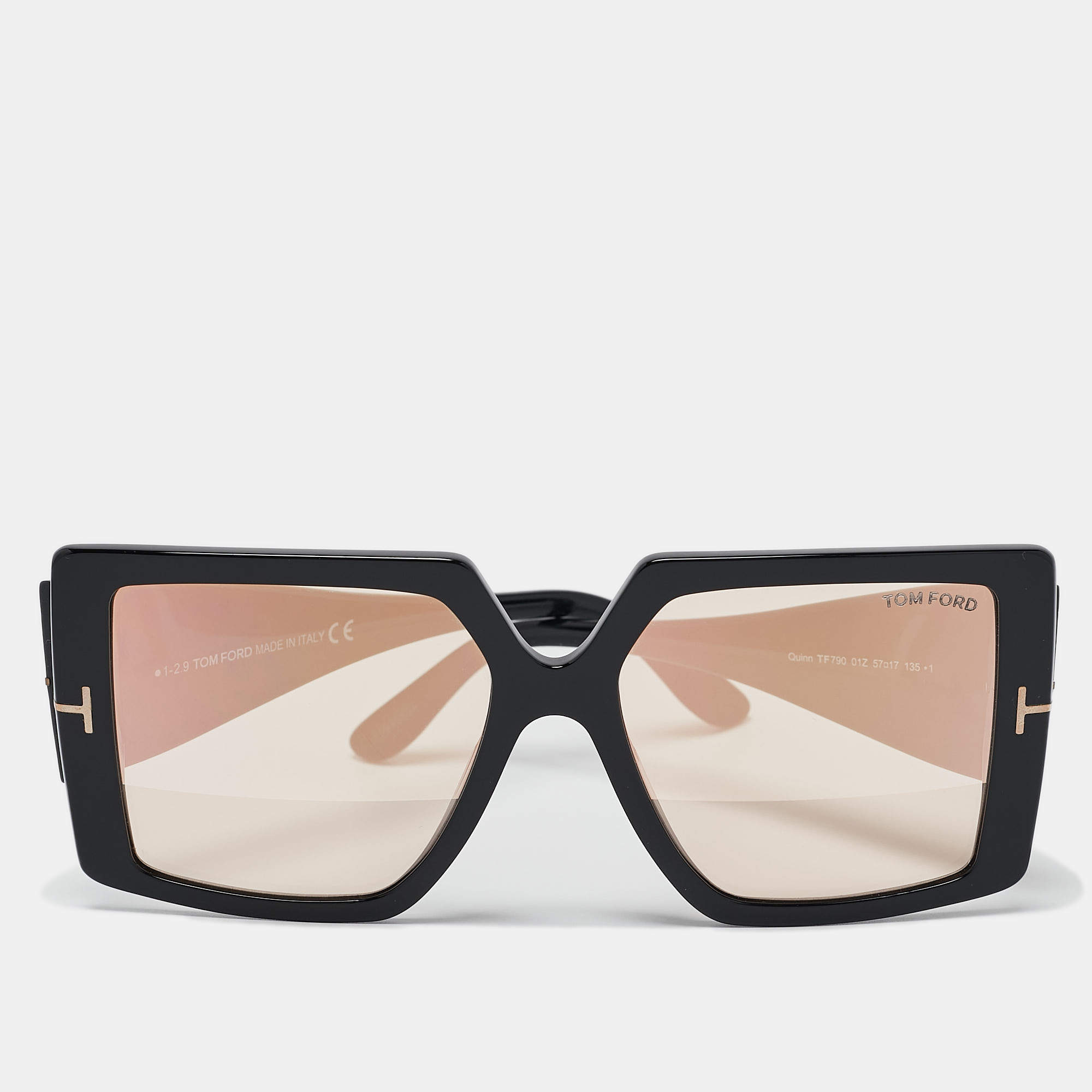 Tom Ford Black/Orange Mirrored TF790 Quinn Square Sunglasses