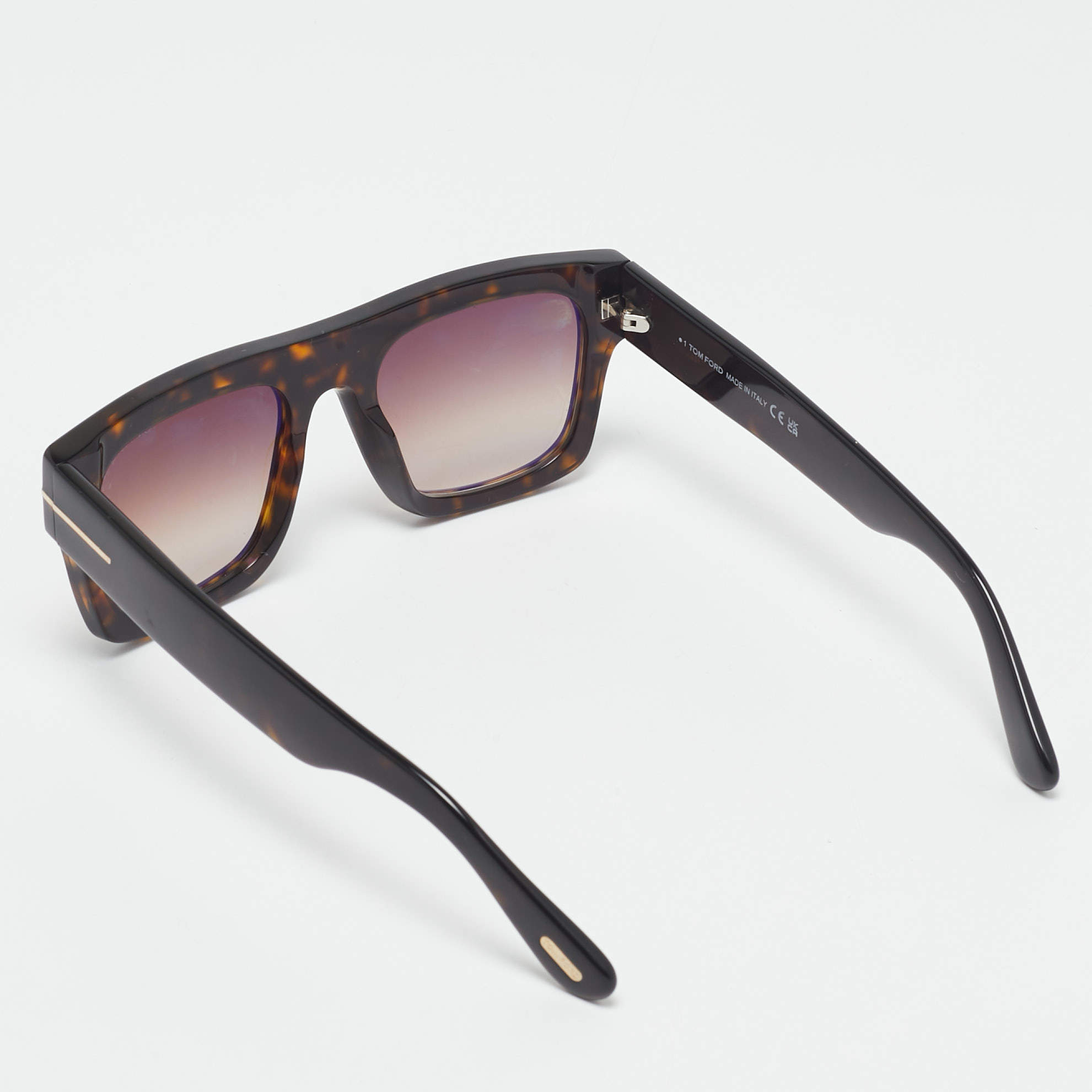 Pre Owned Tom Ford Brown Tortoiseshell Effect TF771 Square  Sunglasses
