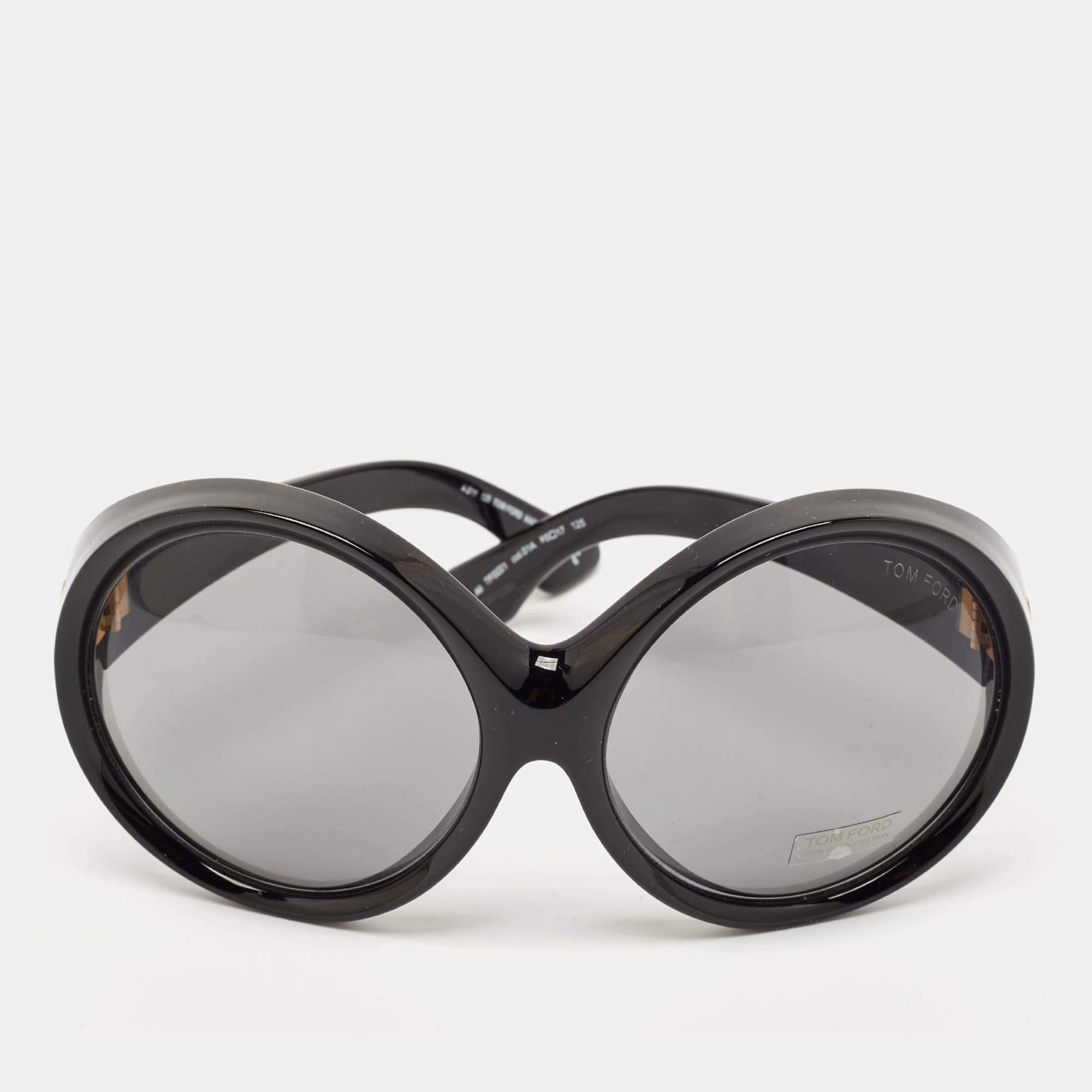 Pre Owned Tom Ford Black Gradient Ali TF 0221 Round Oversized Sunglasses