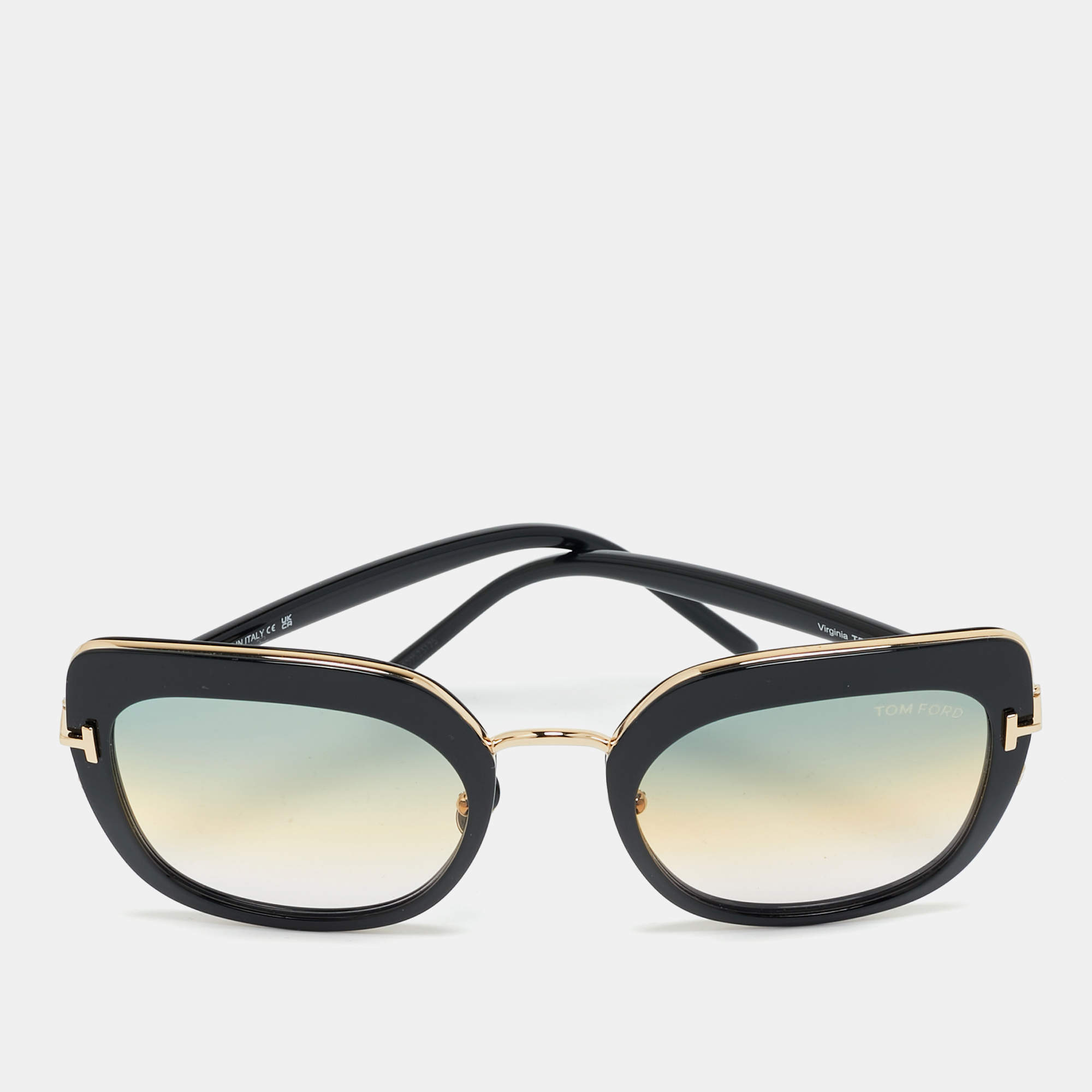 Pre Owned Tom Ford Black/Green Gradient TF 945 Virginia Oversized Sunglasses