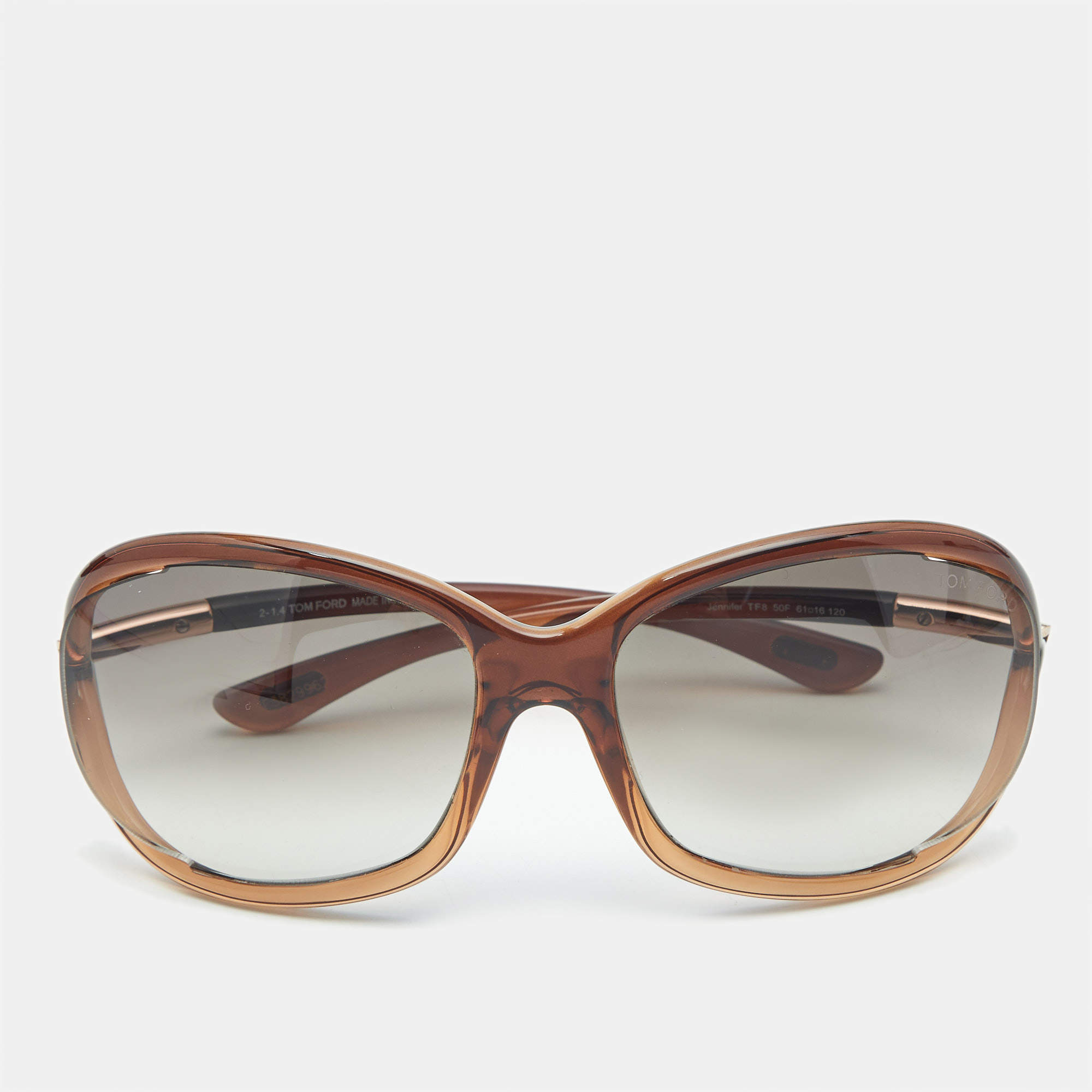 Pre Owned Tom Ford Brown Gradient TF8 Jennifer Oversized Sunglasses