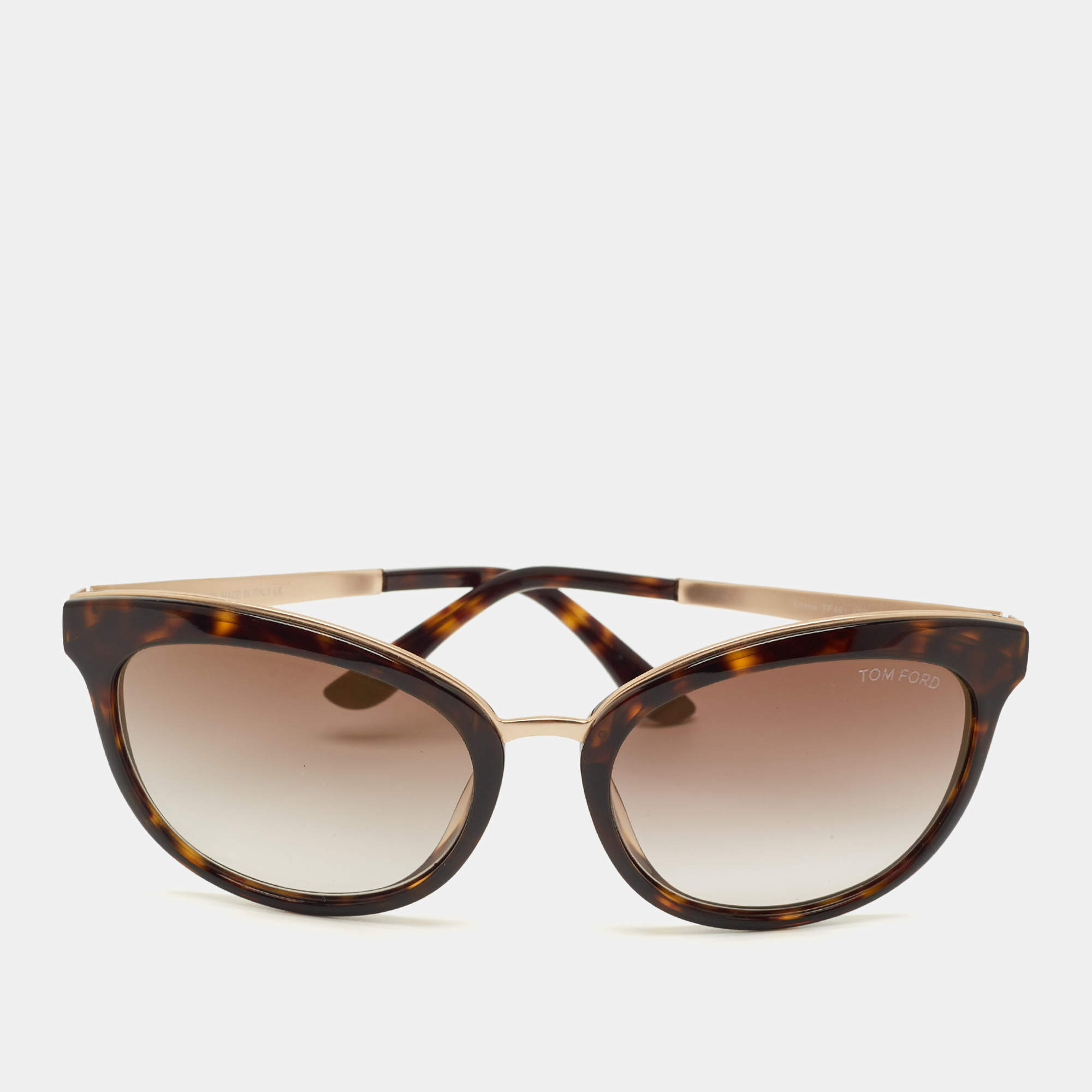 مملوكة مسبقًا Tom Ford Tortoise Brown Gradient Emma TF 461 Cat Eye Sunglasses
