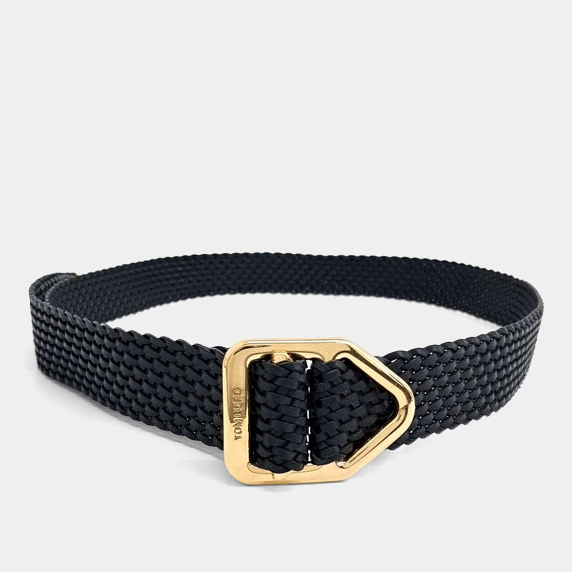 Pre Owned Tom Ford Black Leather Belt