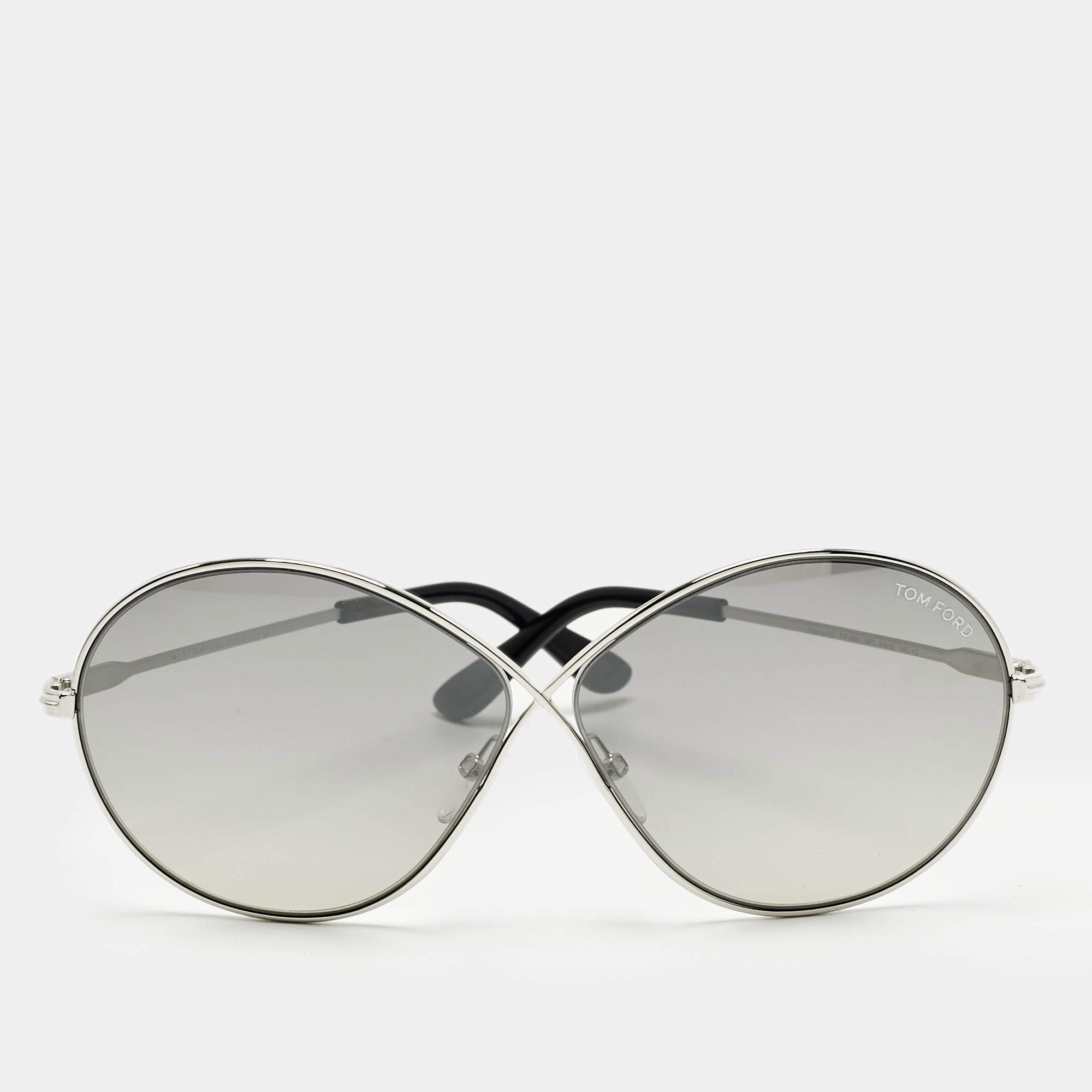 Pre Owned Tom Ford Grey/Silver Tone Gradient Rania 02 TF564 Oversized Sunglasses