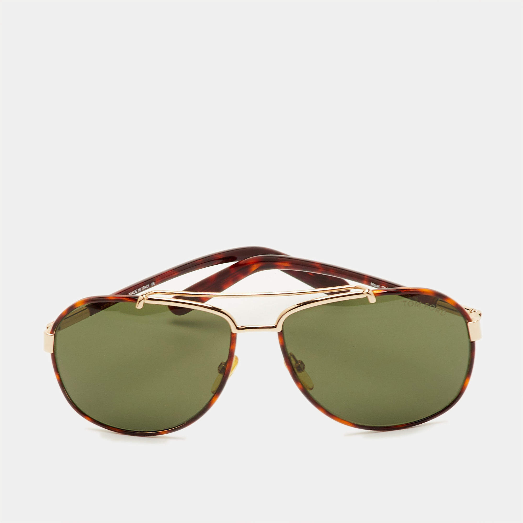 Pre Owned Tom Ford Tortoise Shell/Green TF148 Aviator Sunglasses