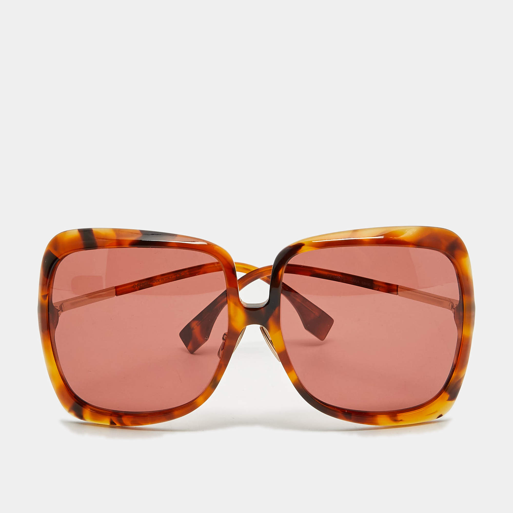 Pre Owned  Fendi Brown Havana/Grey FF 0429/S Square Sunglasses